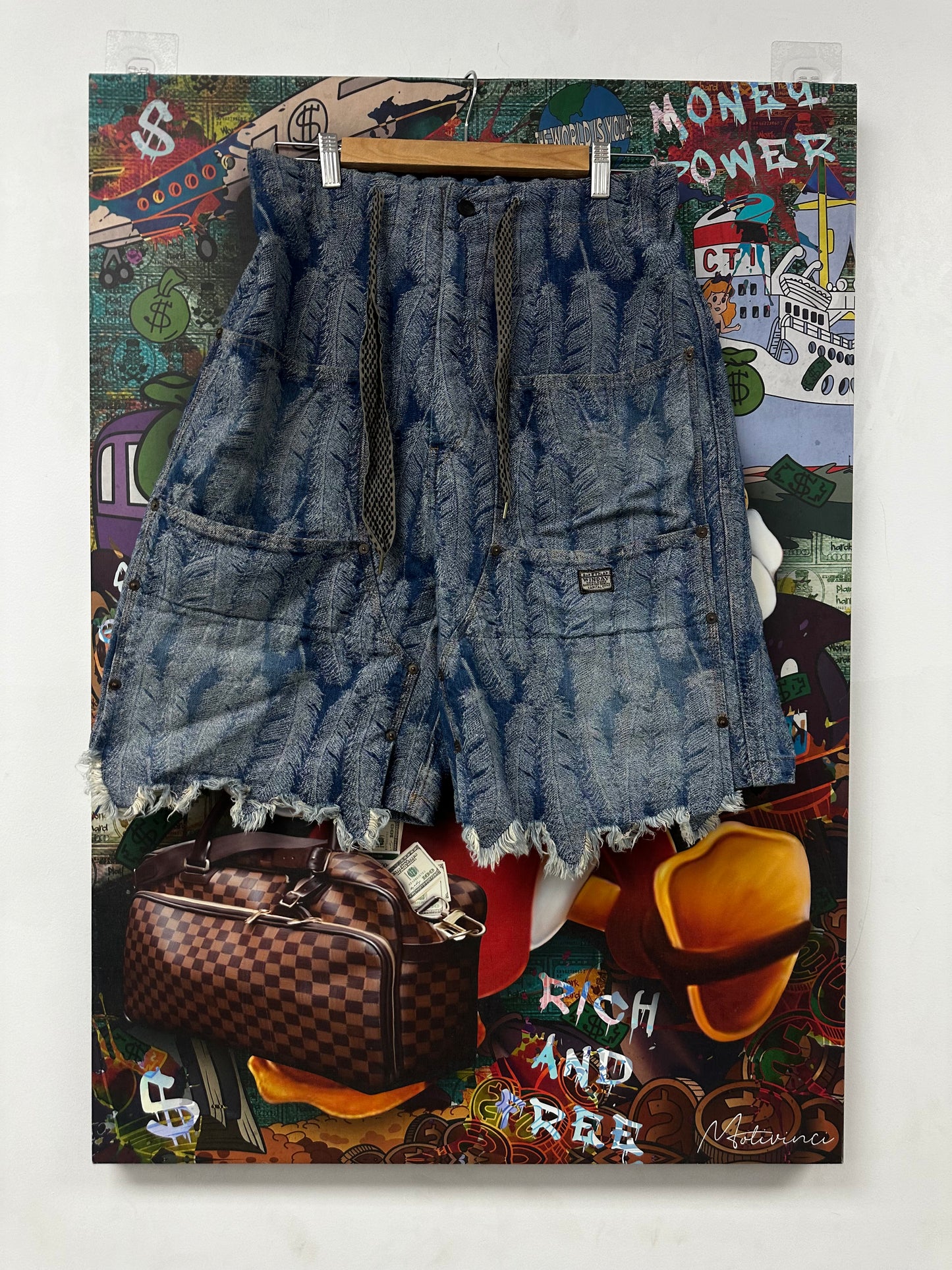 Kapital Feather Duster Shorts Light Wash Used XL N/A