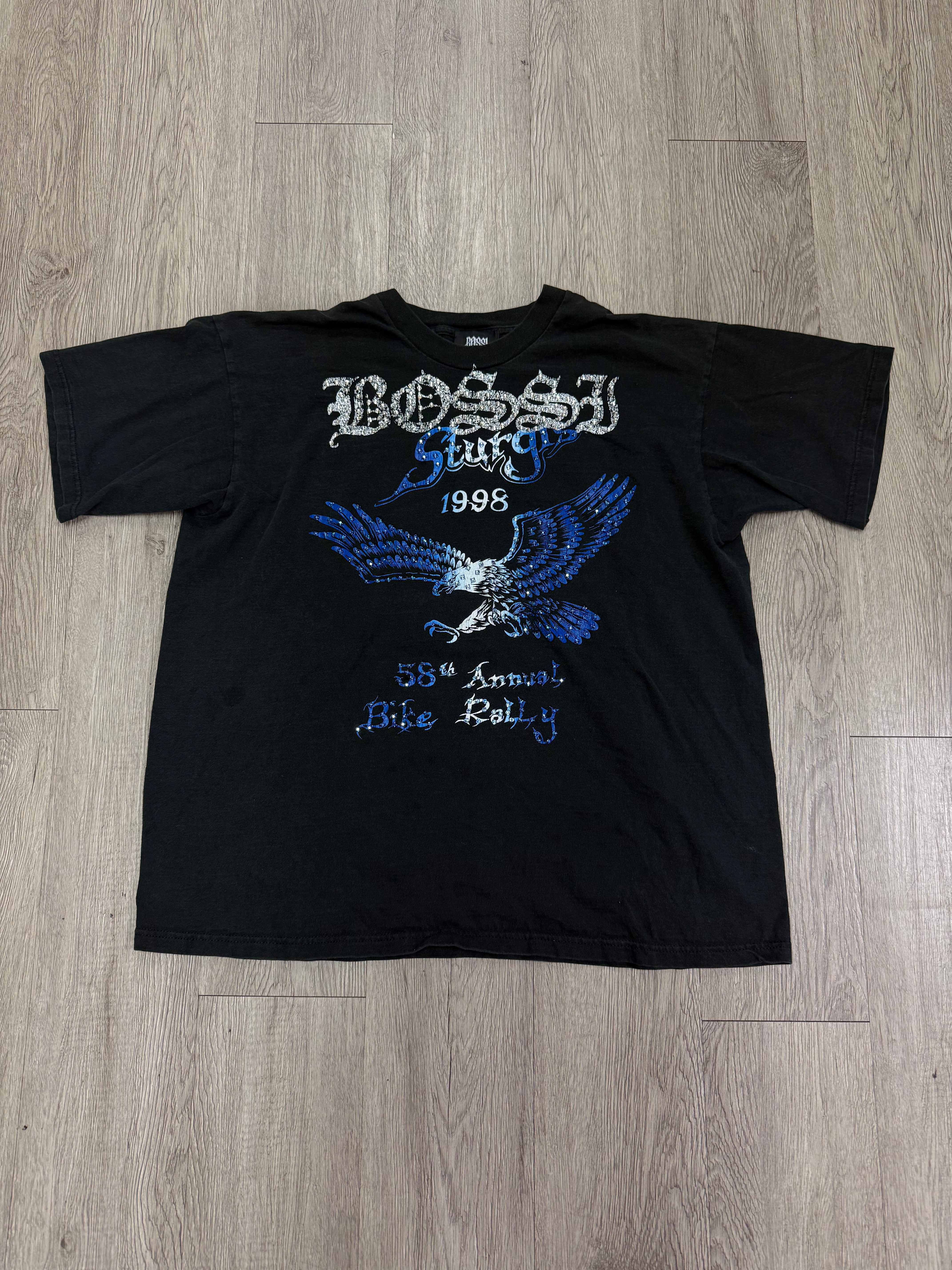 Bossi Black Blue Sturgis Rhinestone Tee