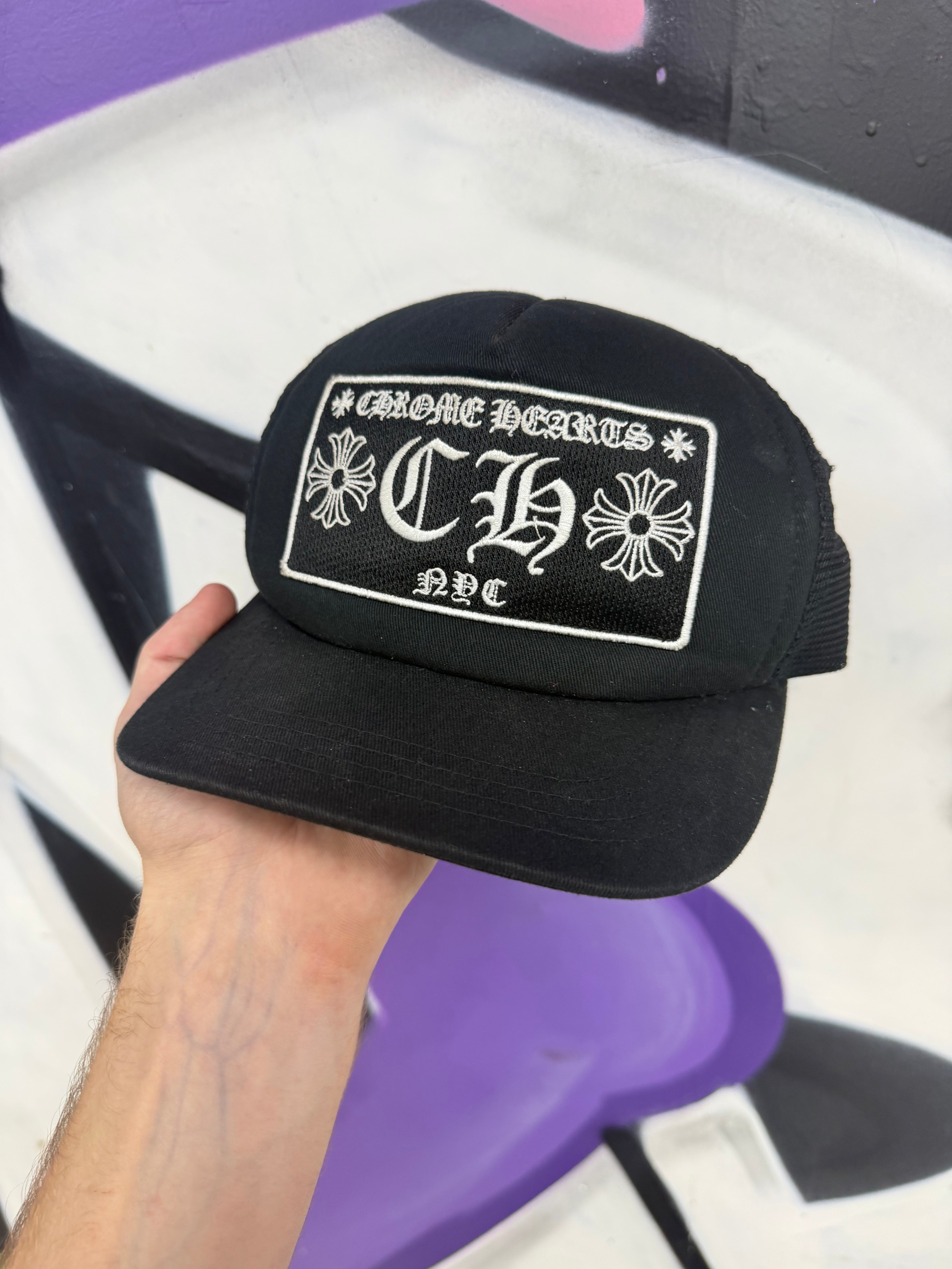 Chrome Hearts Black CH NYC Trucker Hat