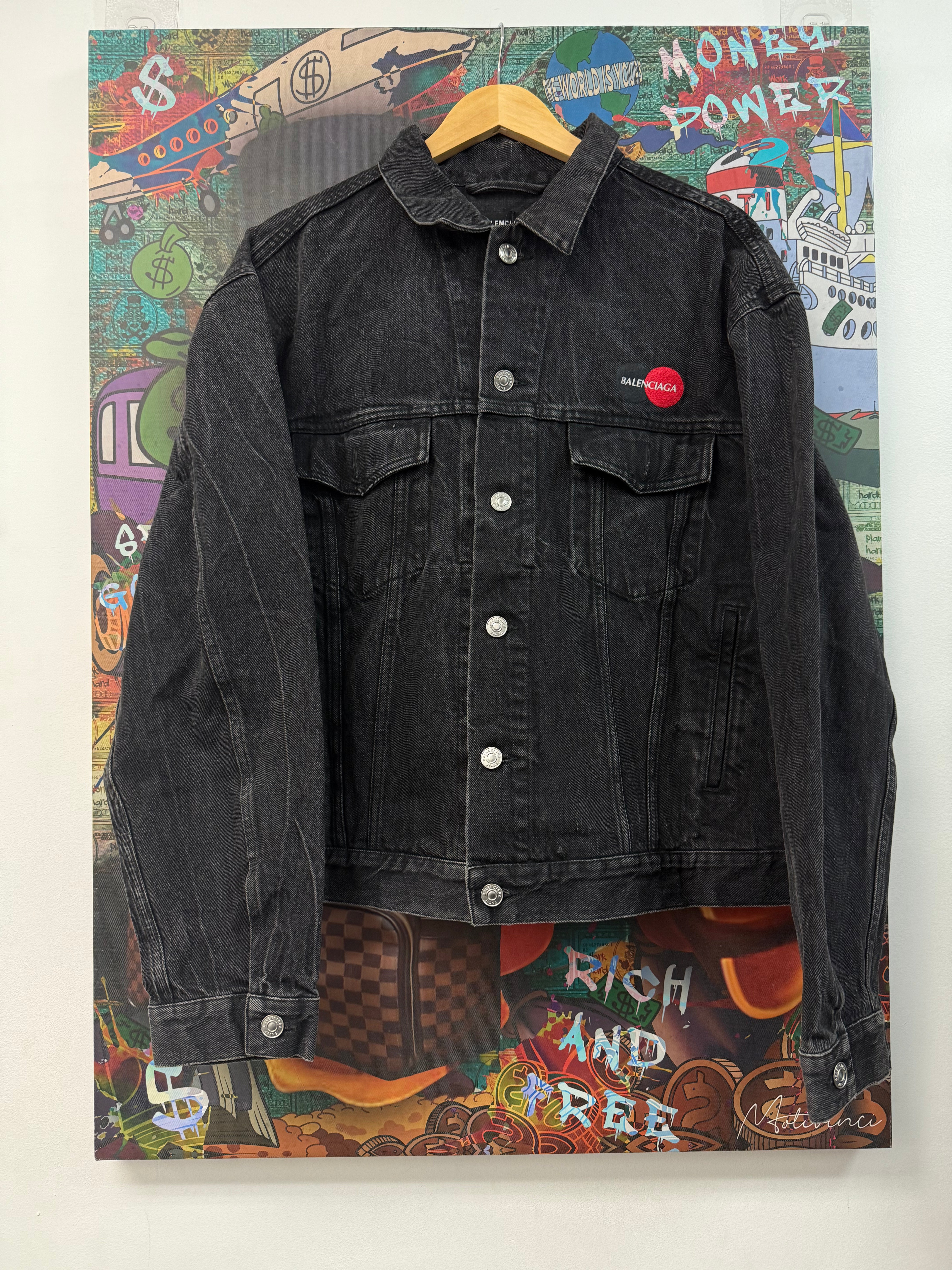 Balenciaga Black Wash Mastercard (50) Denim Jacket