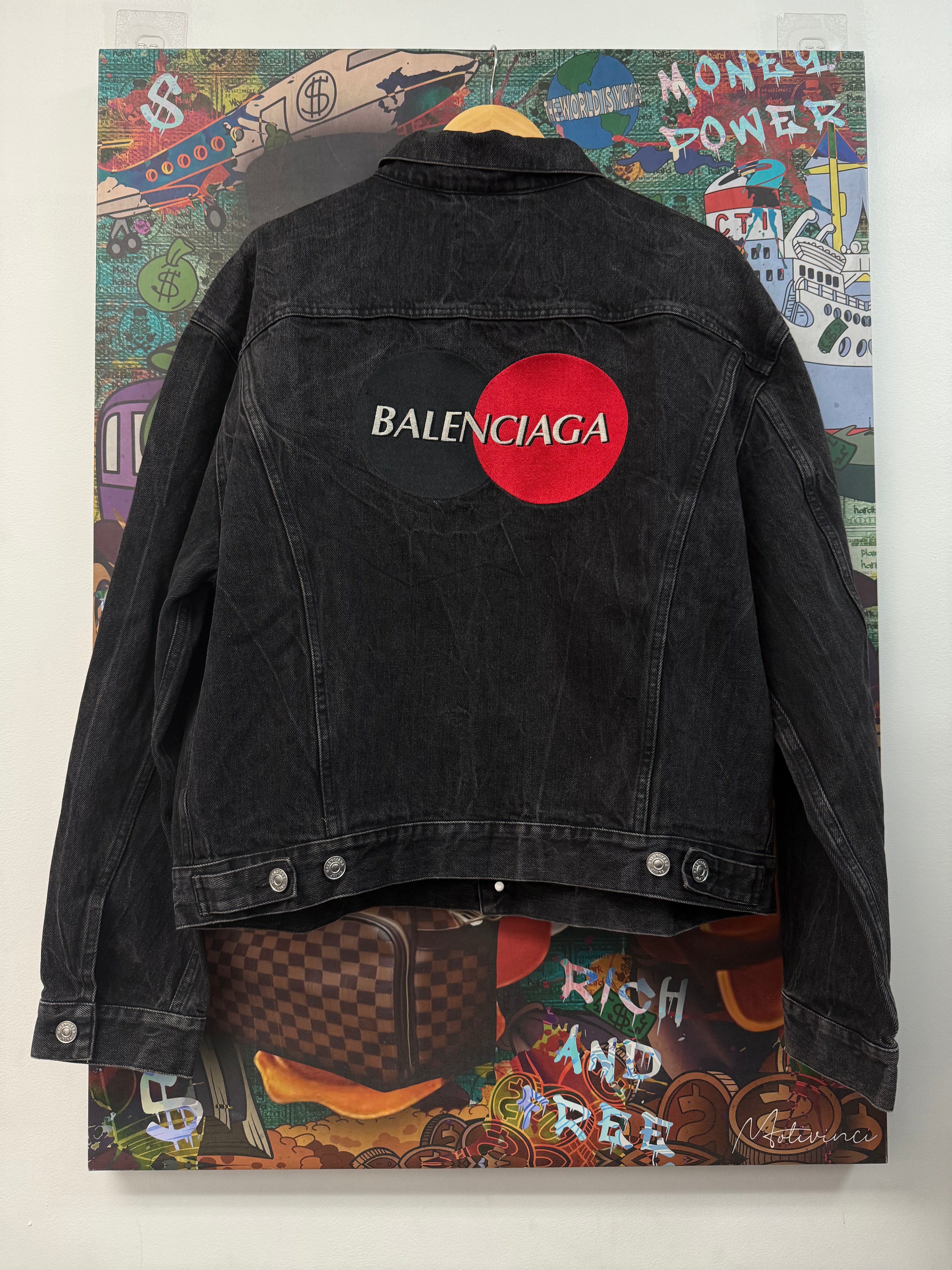 Balenciaga Black Wash Mastercard (50) Denim Jacket