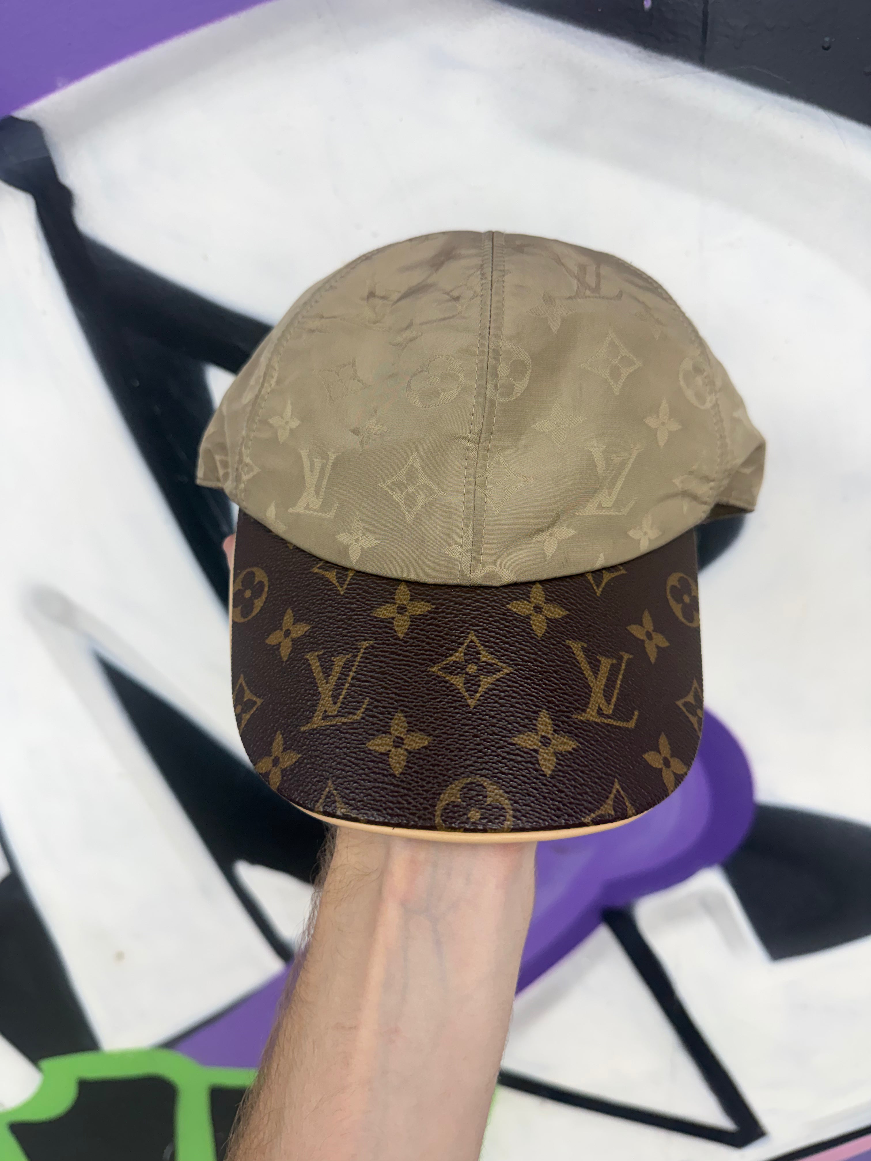 Louis Vuitton Brown Tan Monogram Nylon Leather Hat