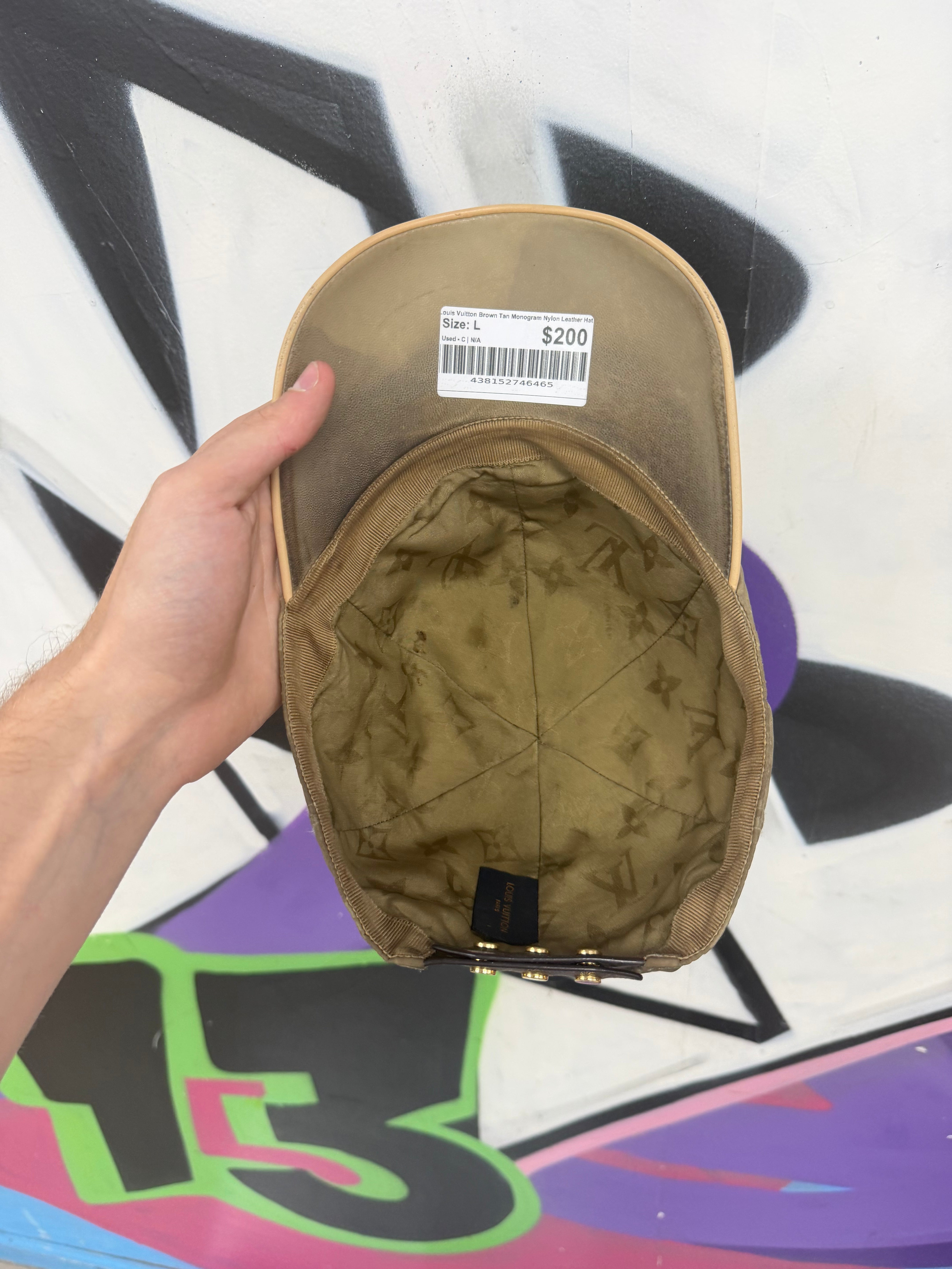 Louis Vuitton Brown Tan Monogram Nylon Leather Hat