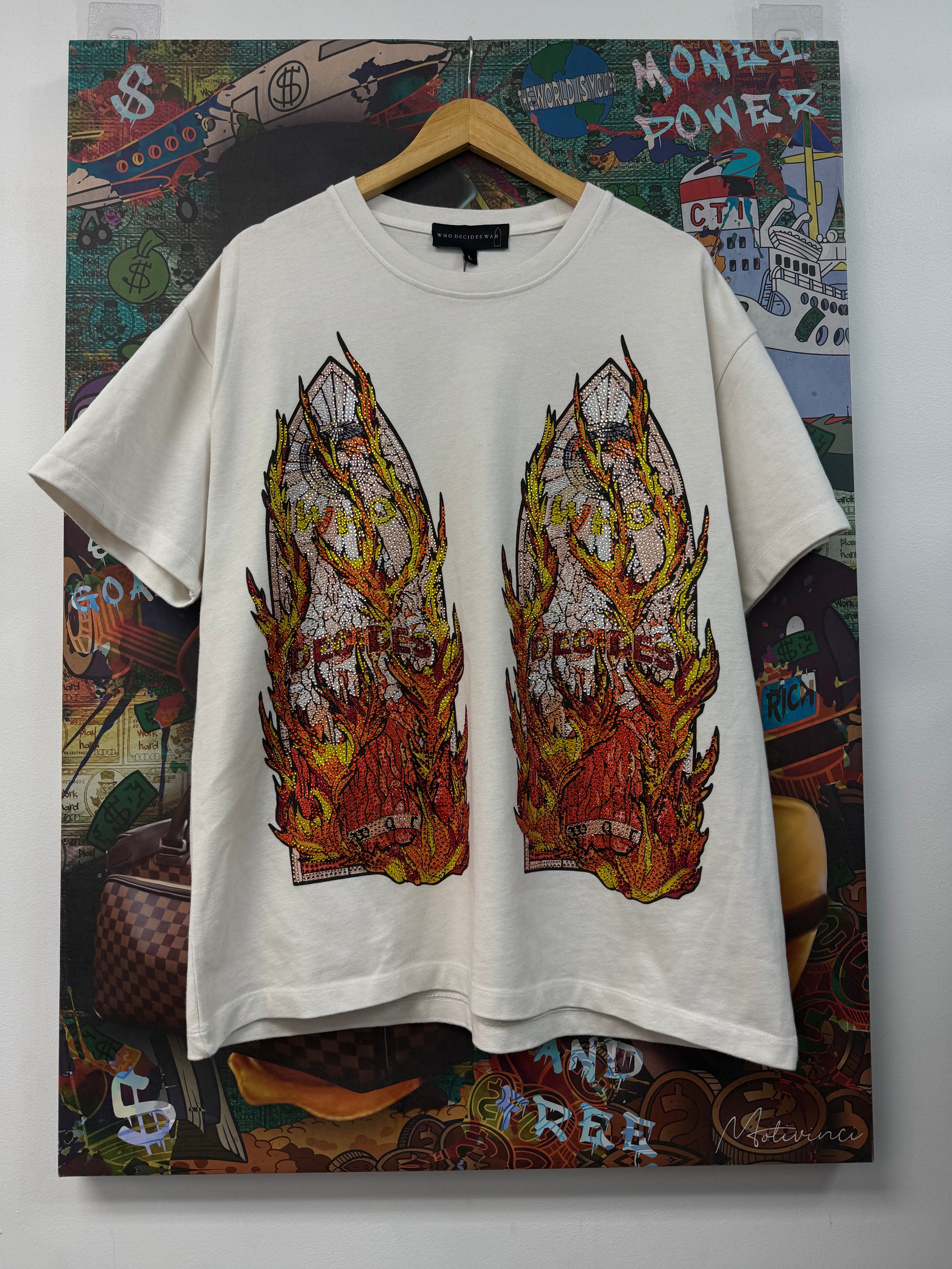 Who Decides War White Cloud Rhinestone Tee