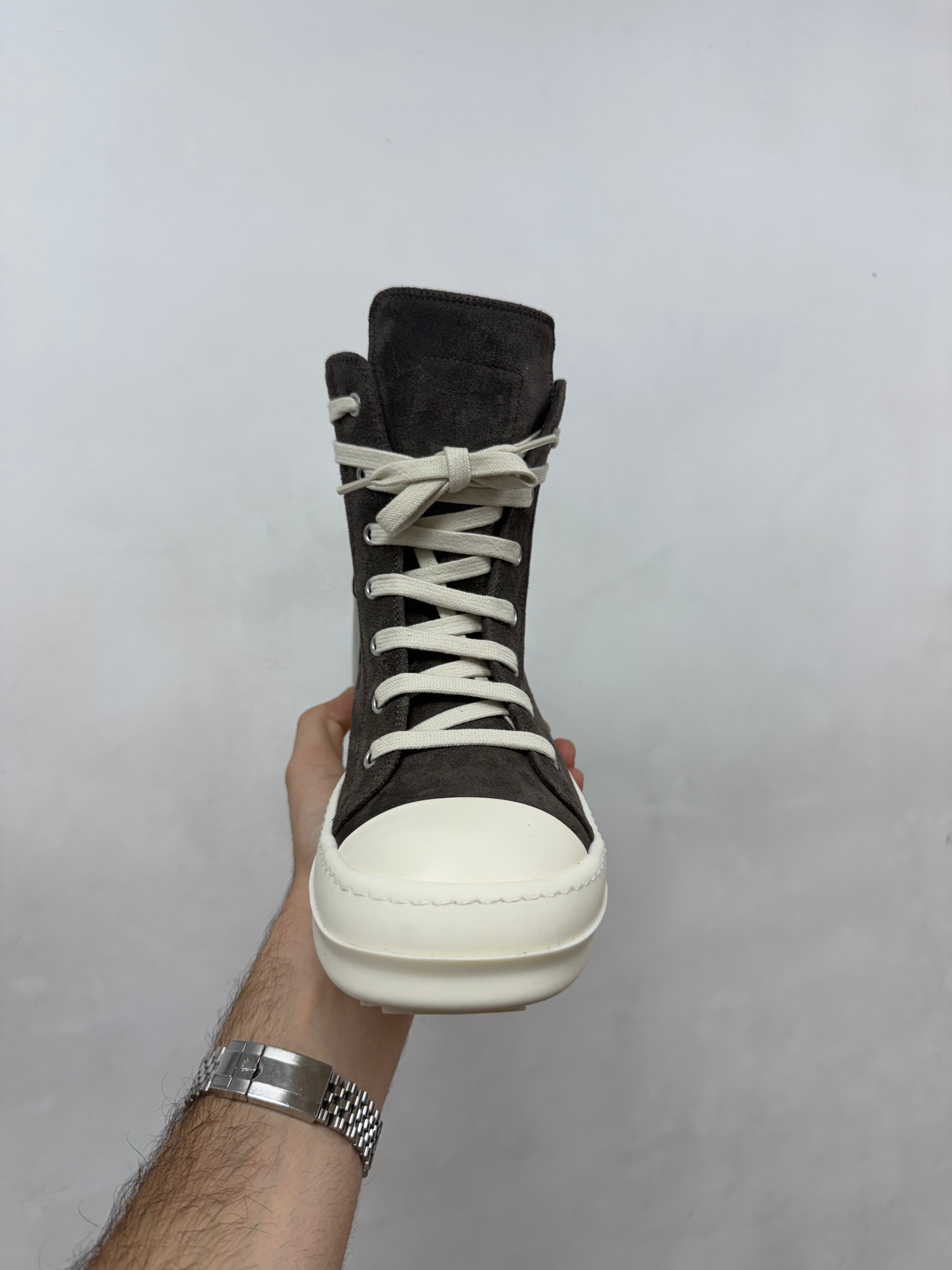 Rick Owens Dark Dust Suede Mainline Ramone High Sneakers