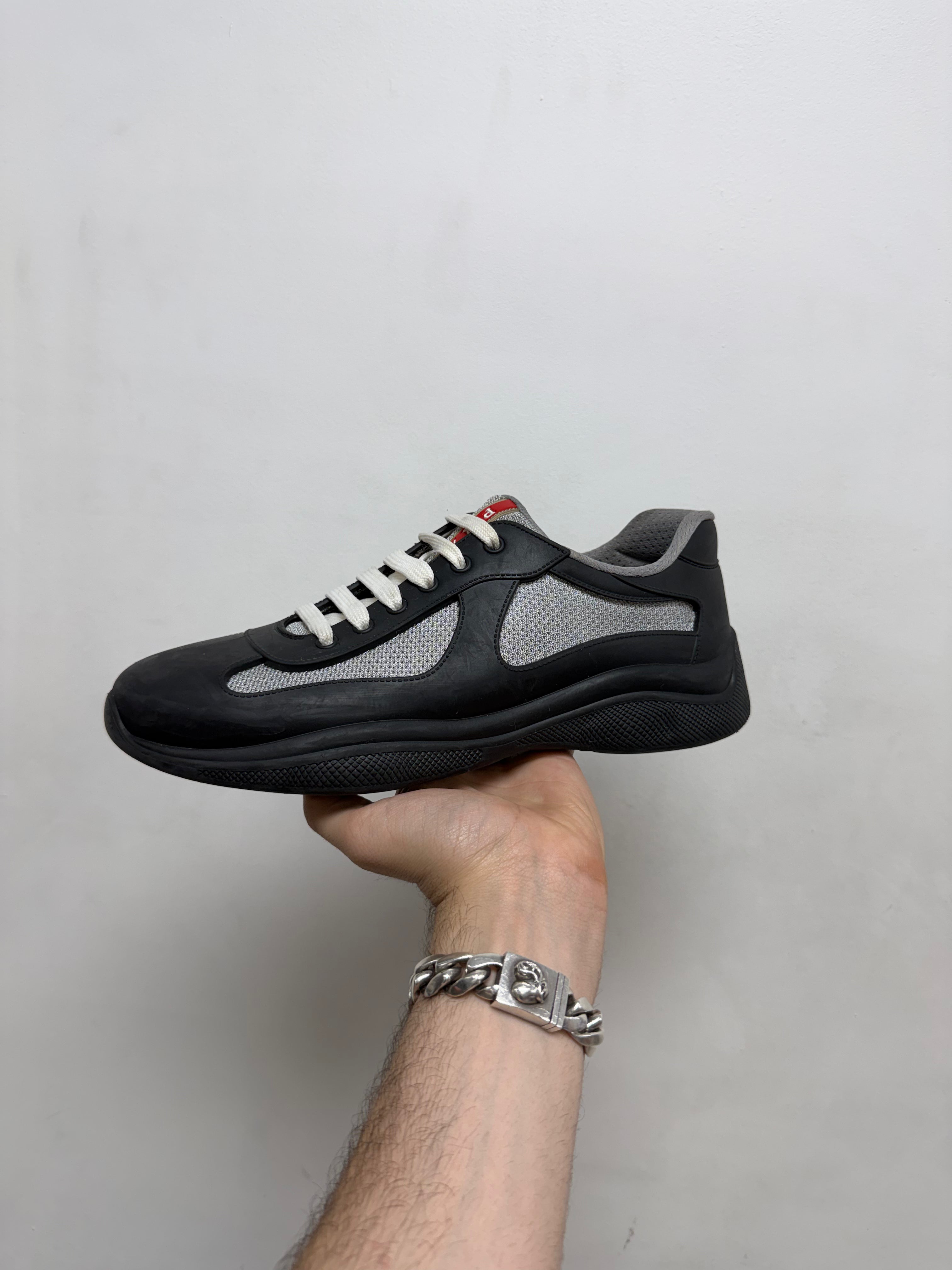 Prada Black Grey Rubber Cup Sneakers
