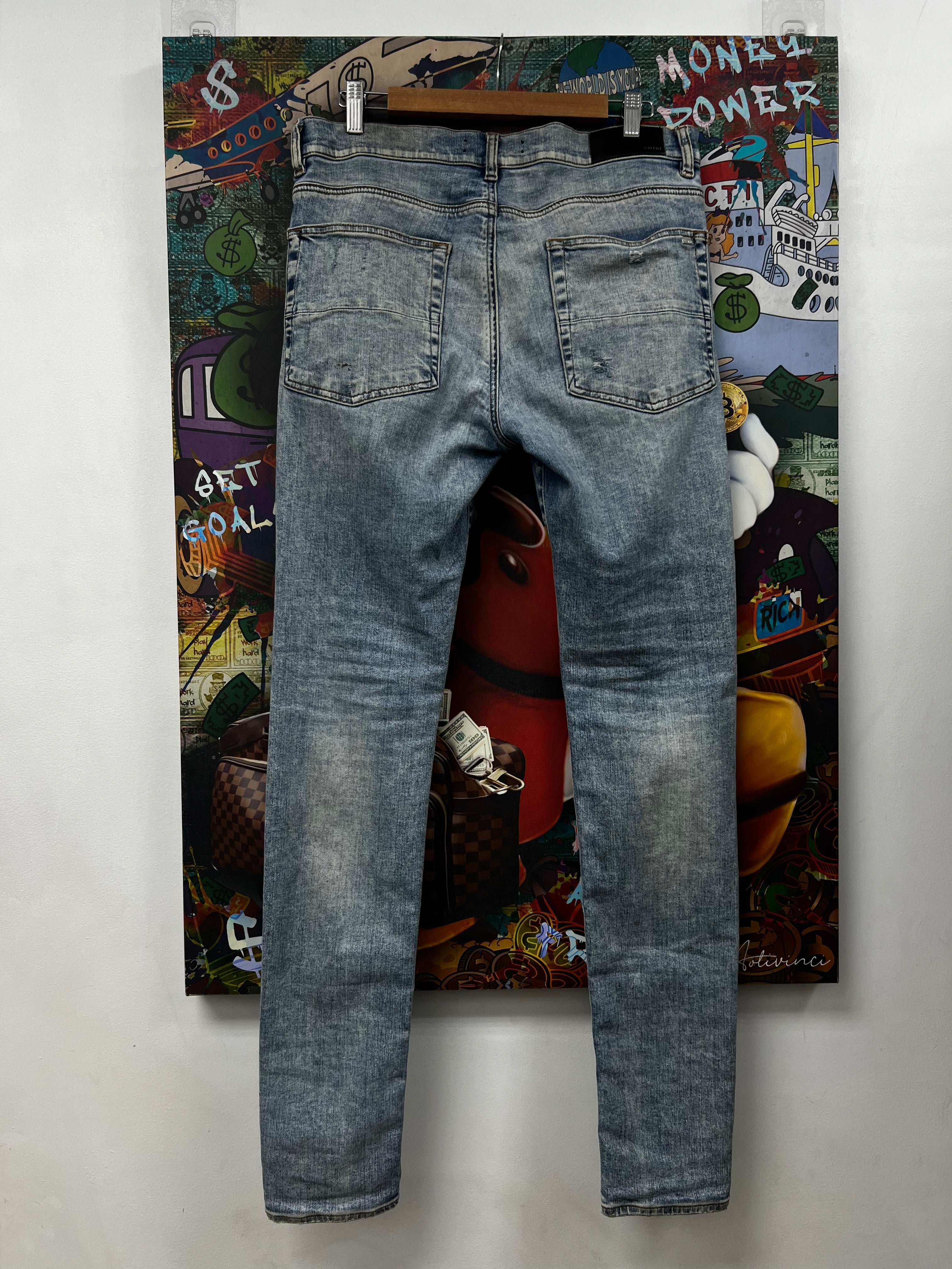 Amiri MX1 Stone Wash Aqua Patch Jeans