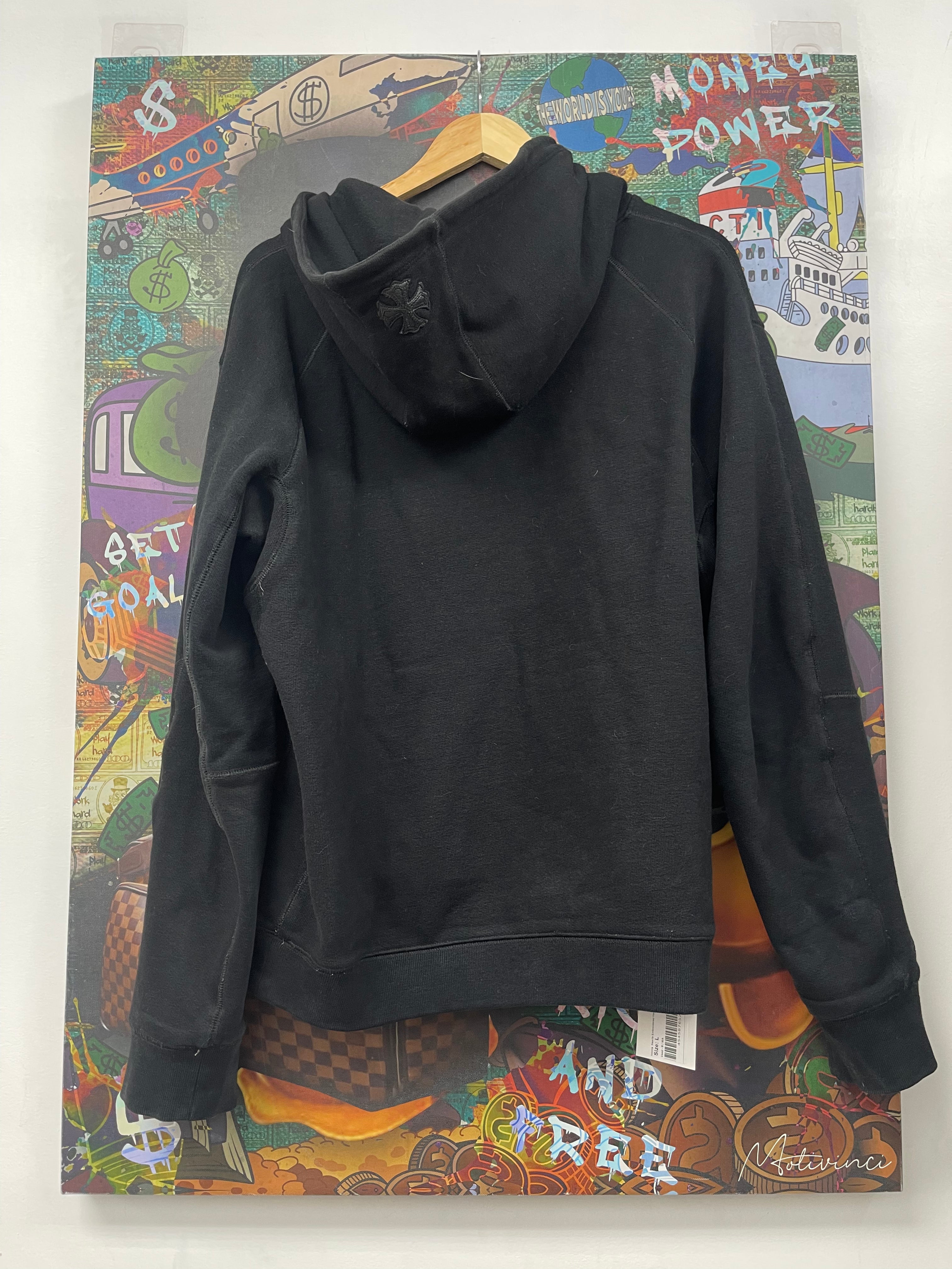 Chrome Hearts Embroidered Vertical Logo Black Hoodie
