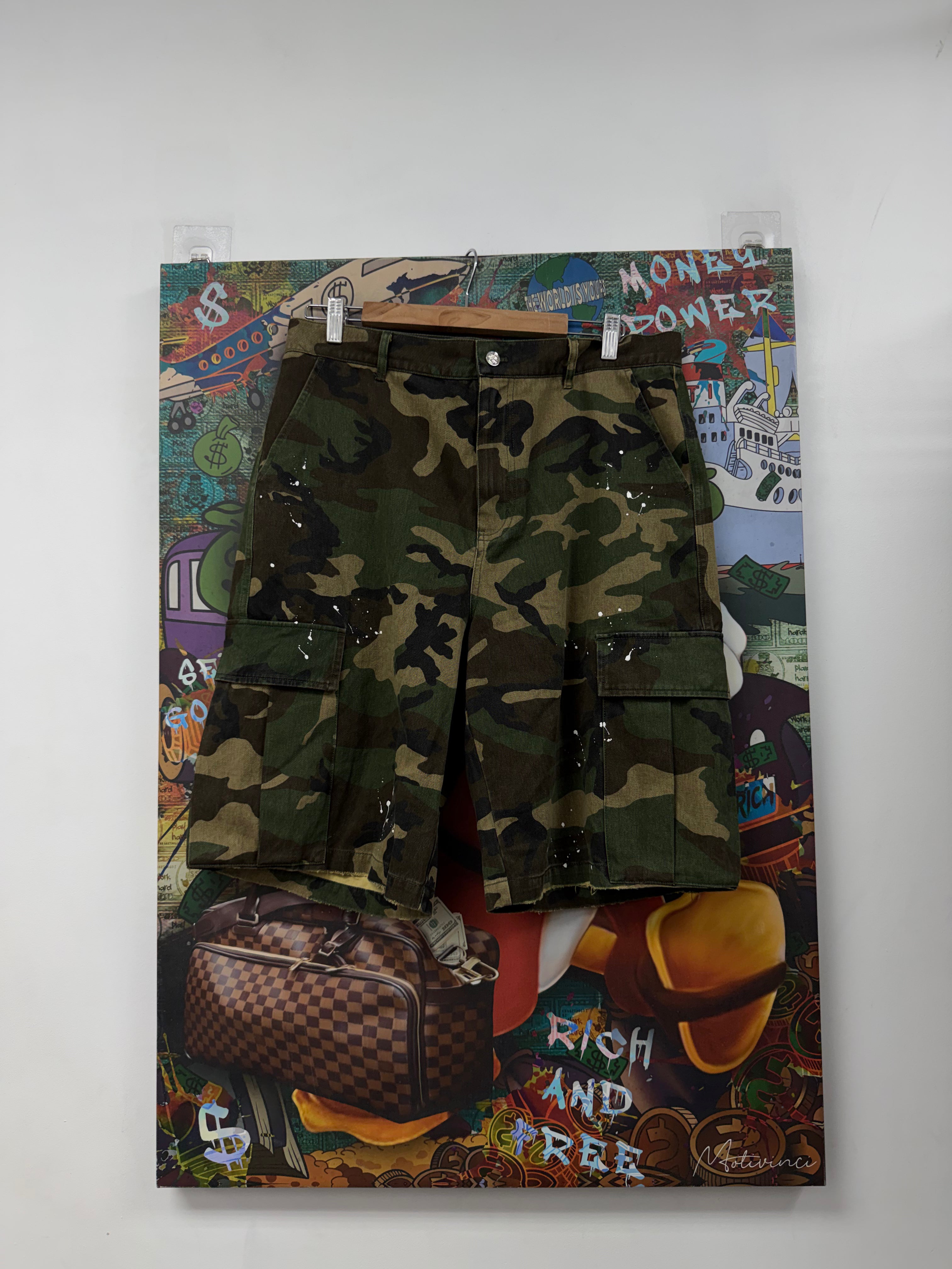HMDD Camo White Splatter Shorts