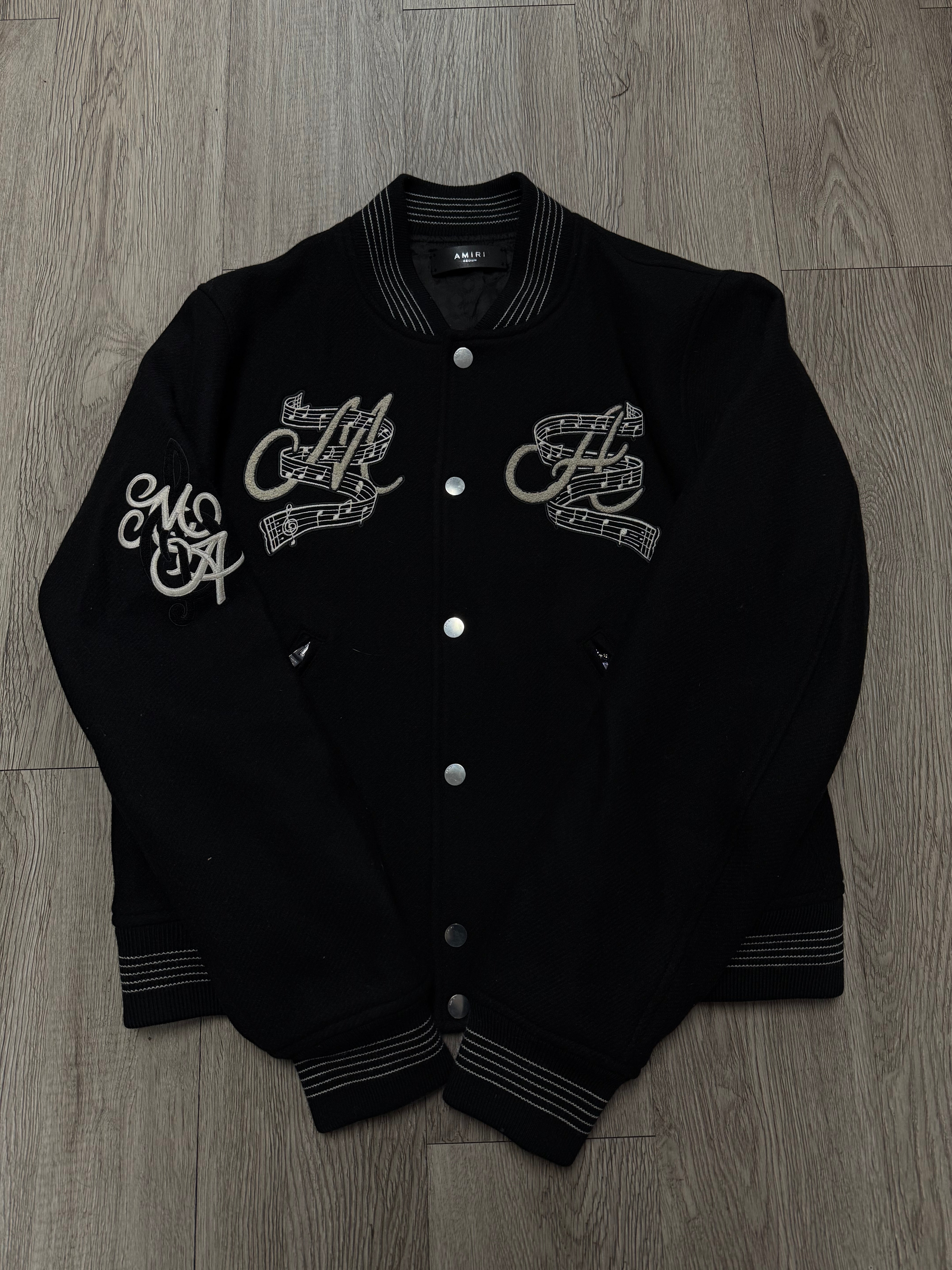Amiri Black Music Club Varsity Jacket