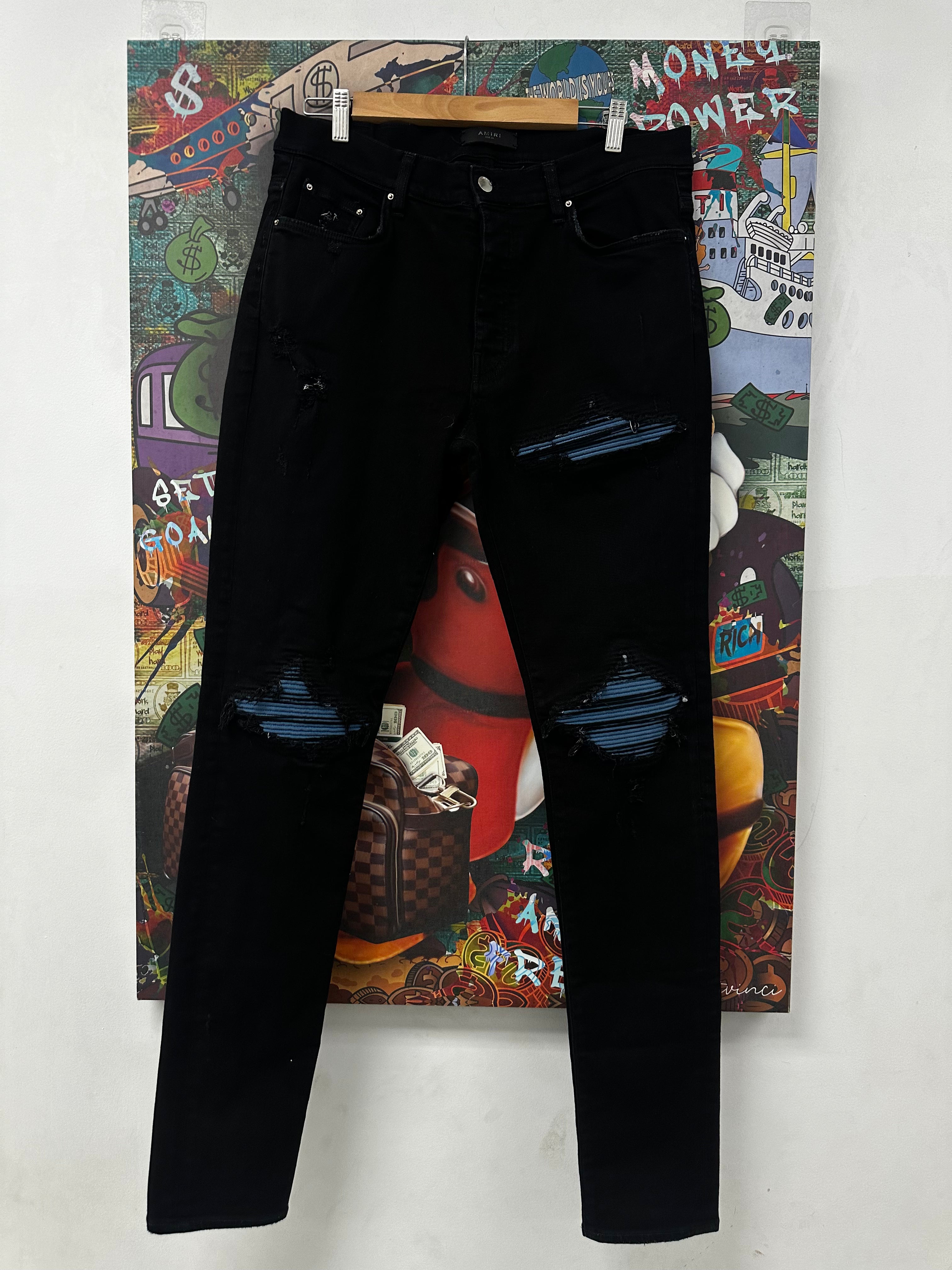 Amiri MX1 Black Powder Blue Patch Used 36