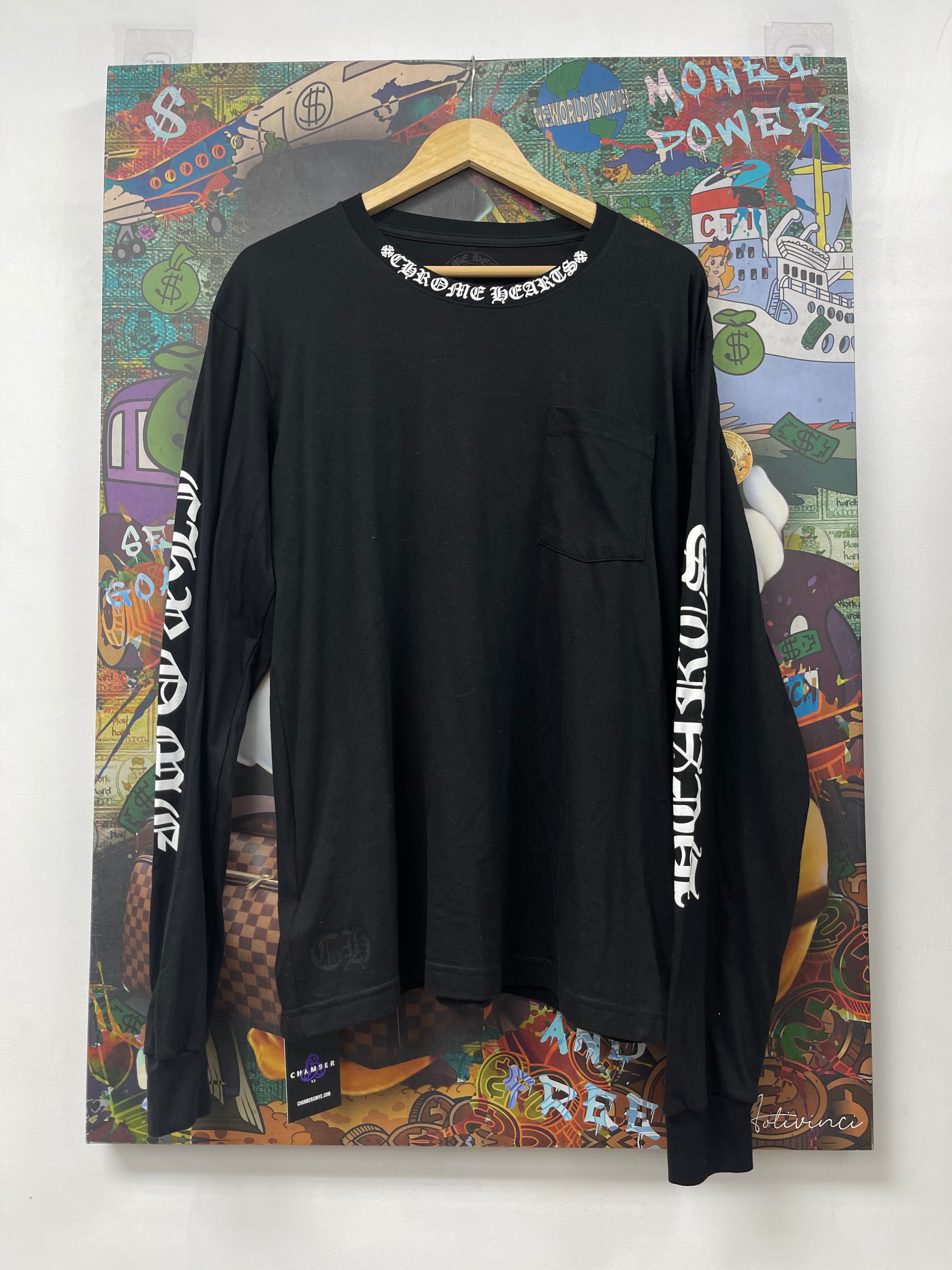 Chrome Hearts Neck Logo Black White Tee Long Sleeve
