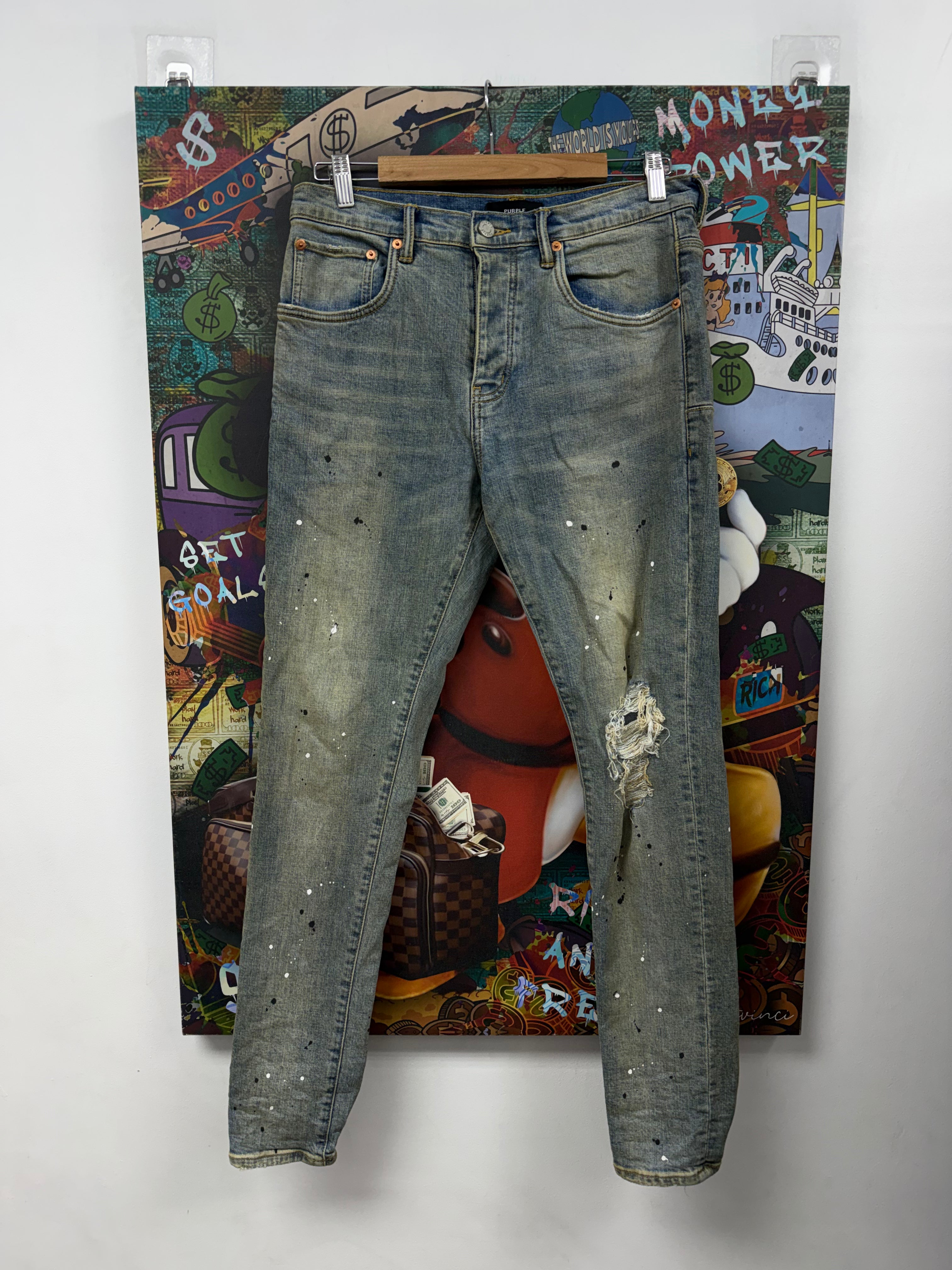 Purple Brand Vintage Wash Splatter Jeans