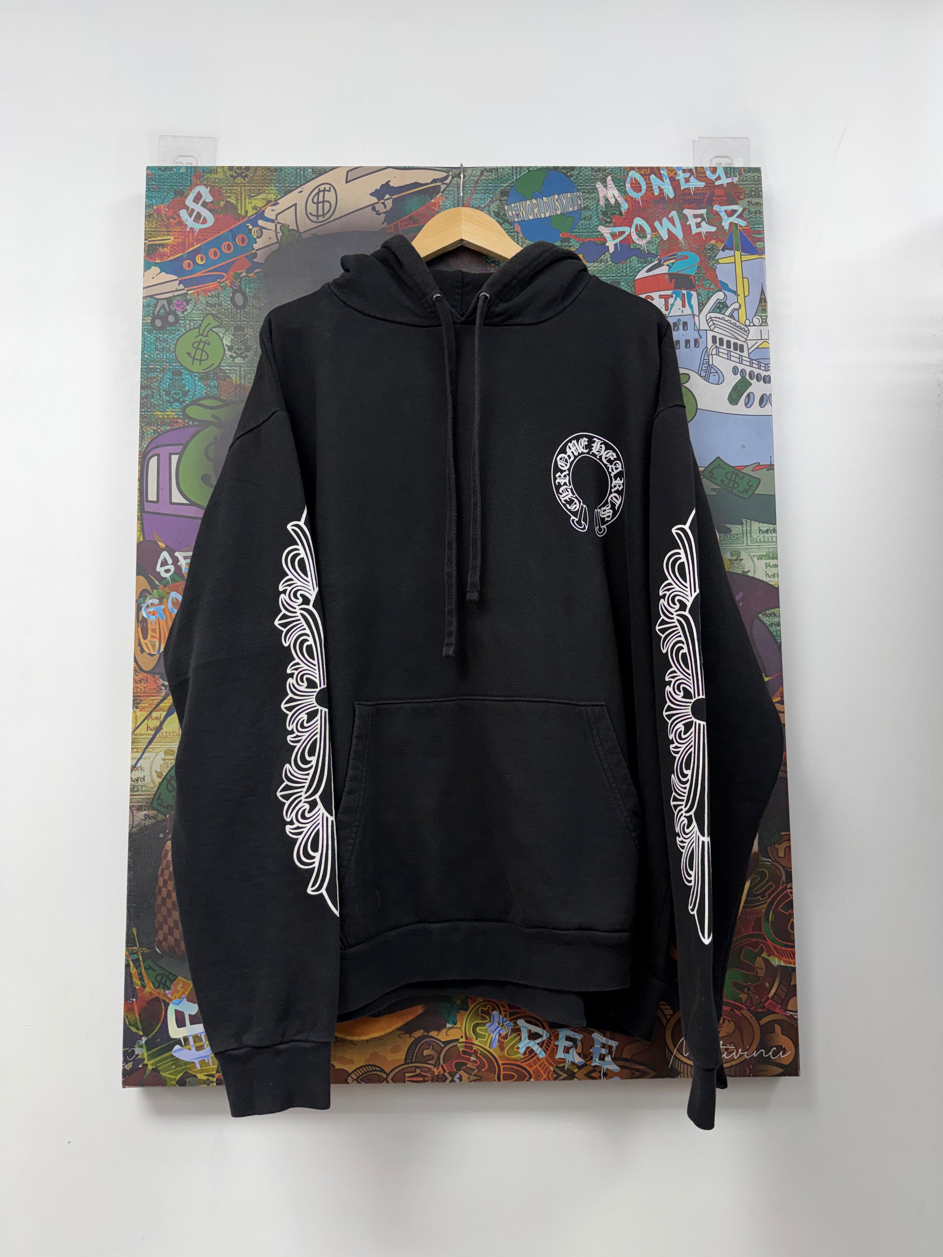Chrome Hearts Black Floral Horseshoe Hoodie