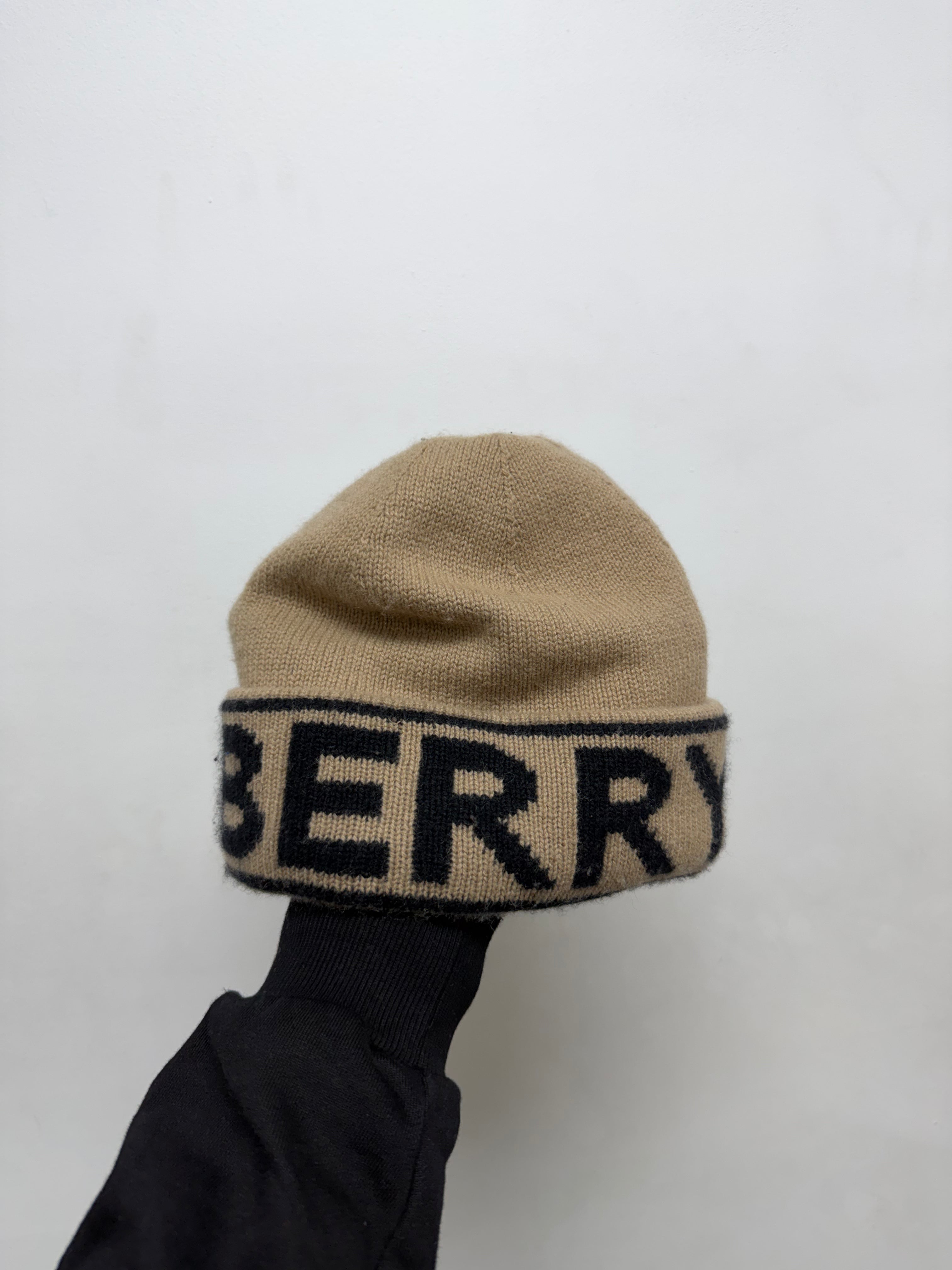 Burberry Tan Black Logo Beanie