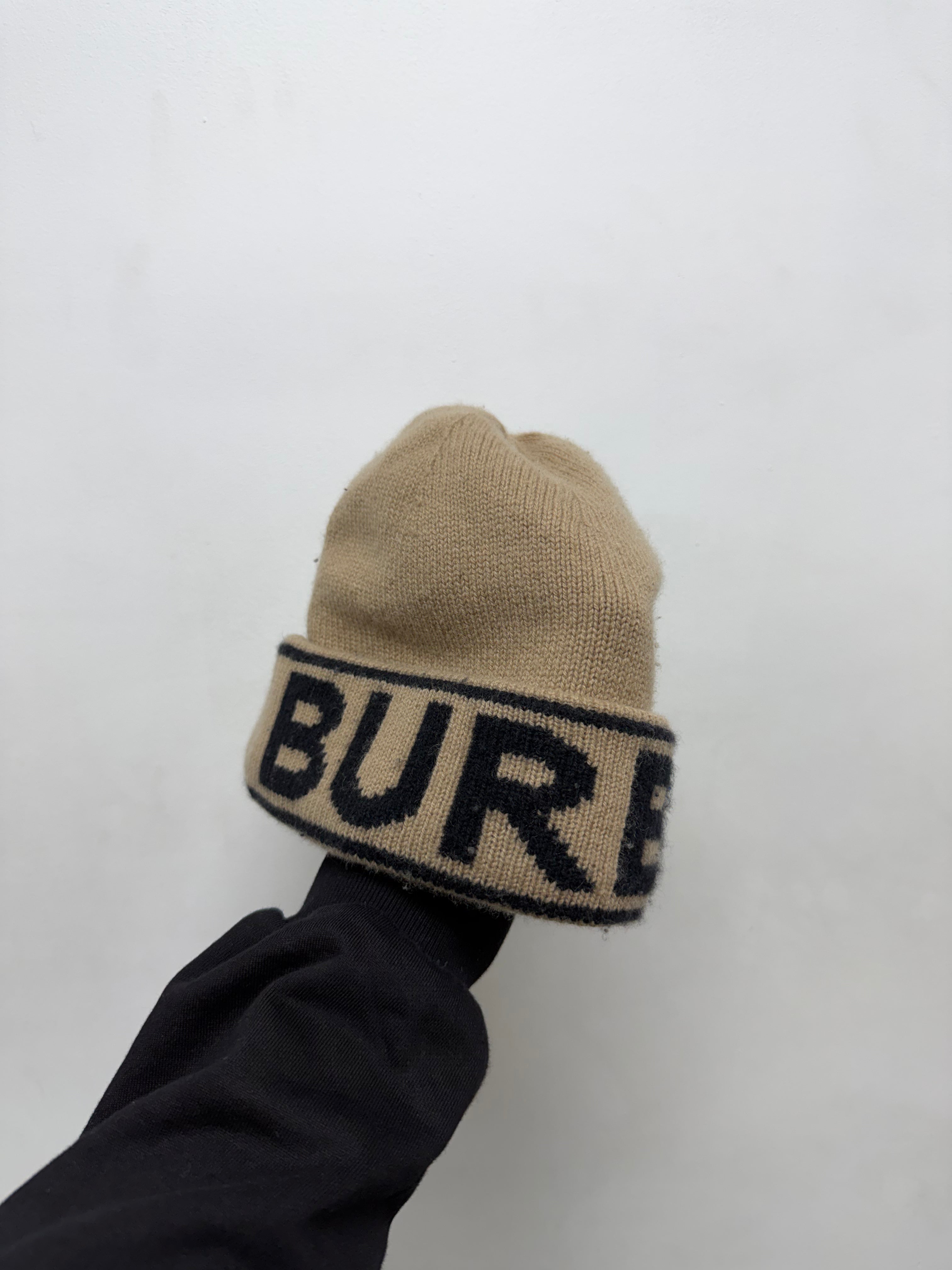 Burberry Tan Black Logo Beanie