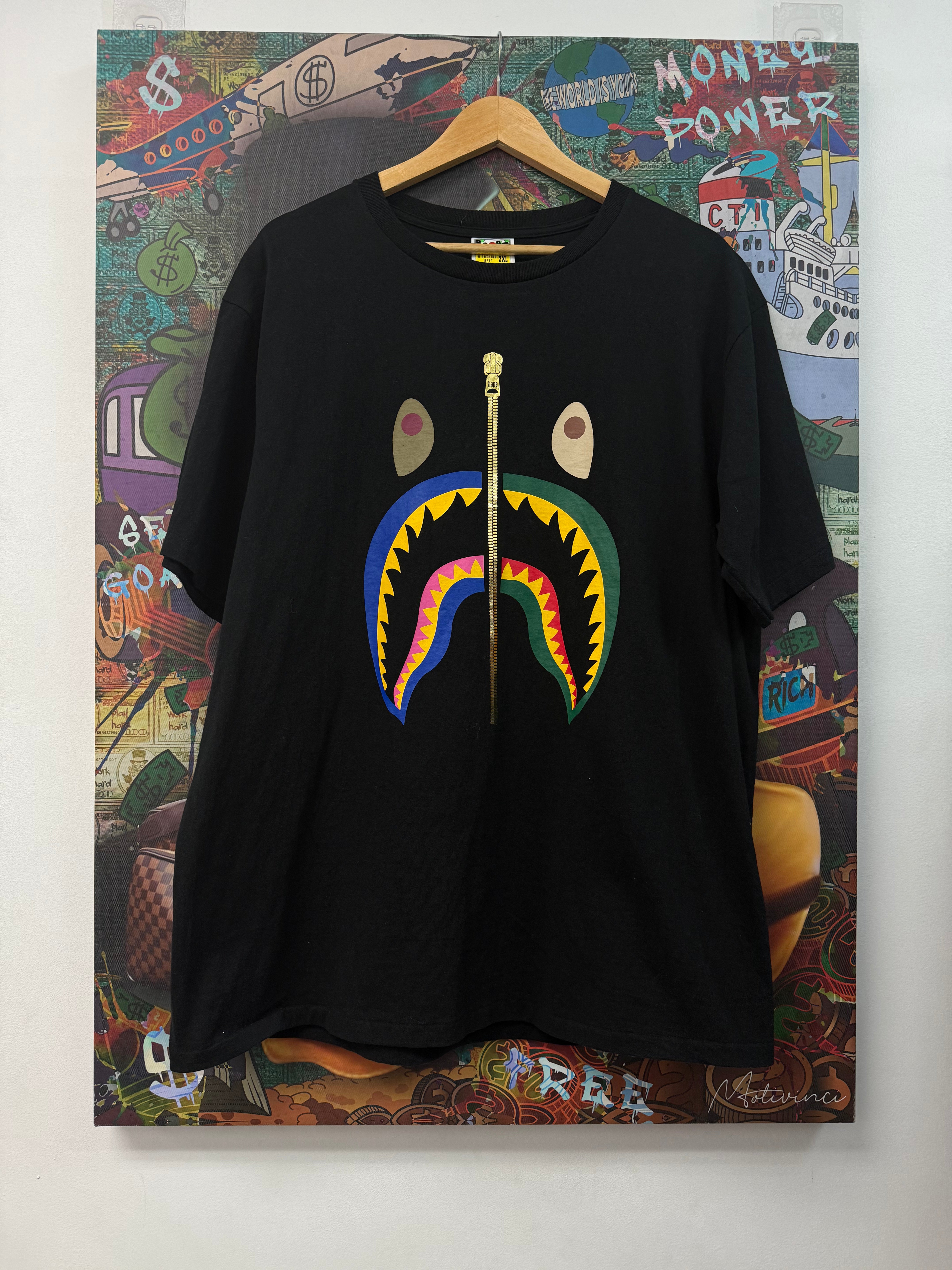 BAPE Black Multi Color Shark Tee