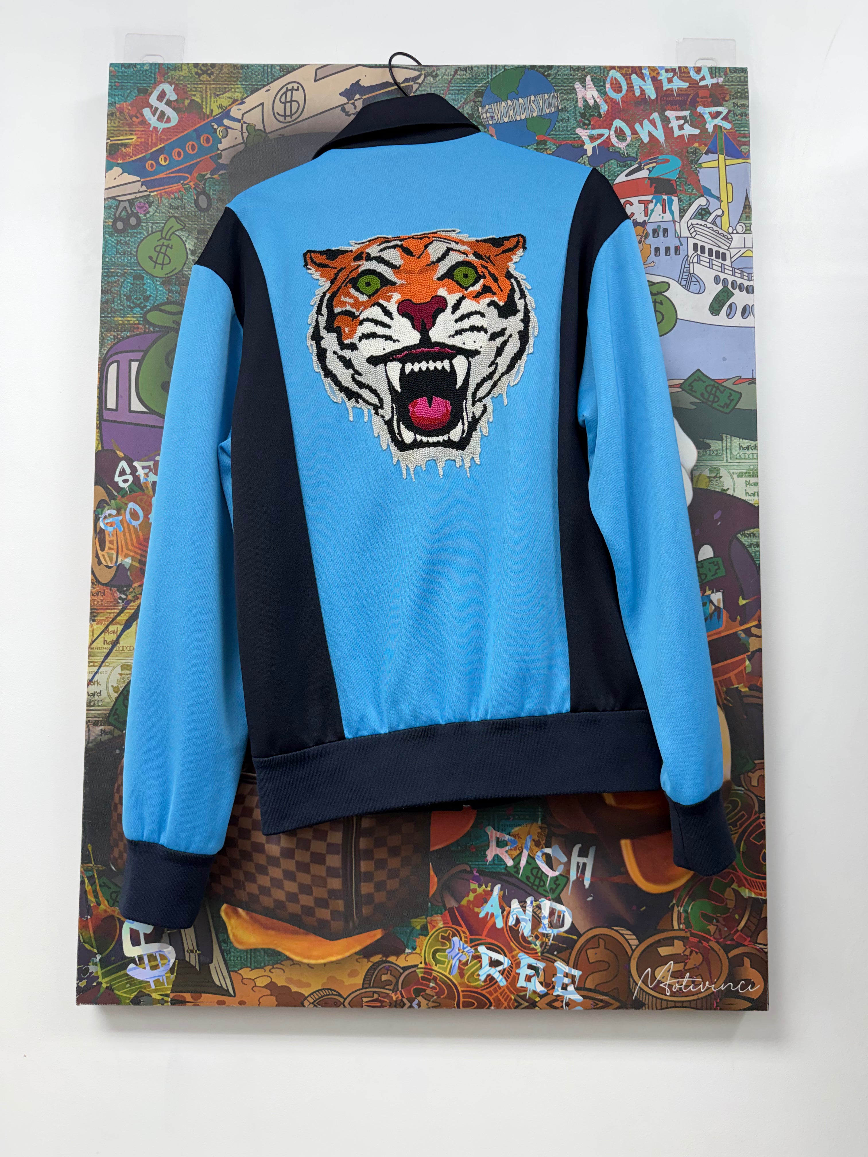 Gucci Navy Baby Blue Tiger Track Jacket