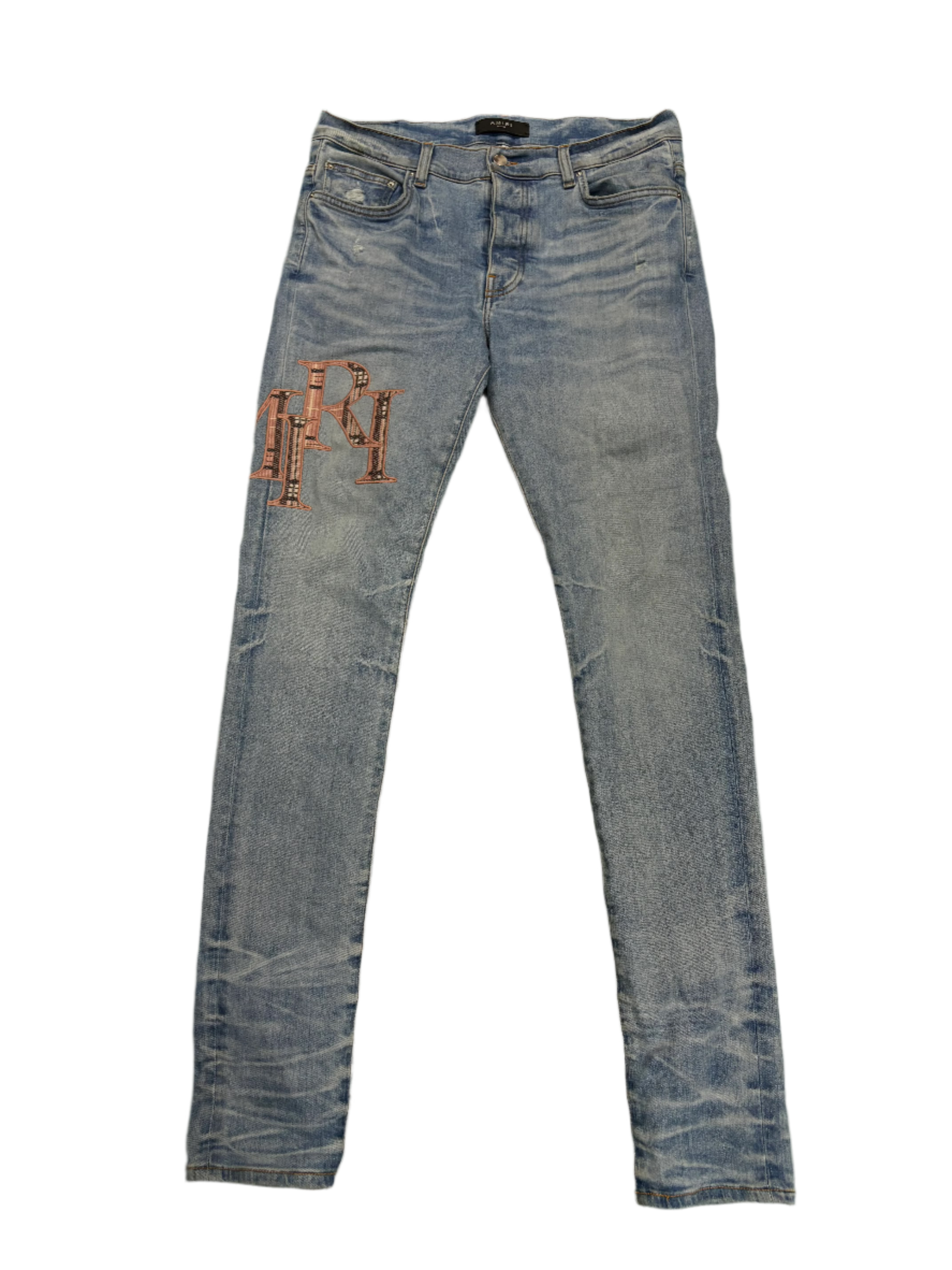 Amiri Light Wash Pink Logo Jeans