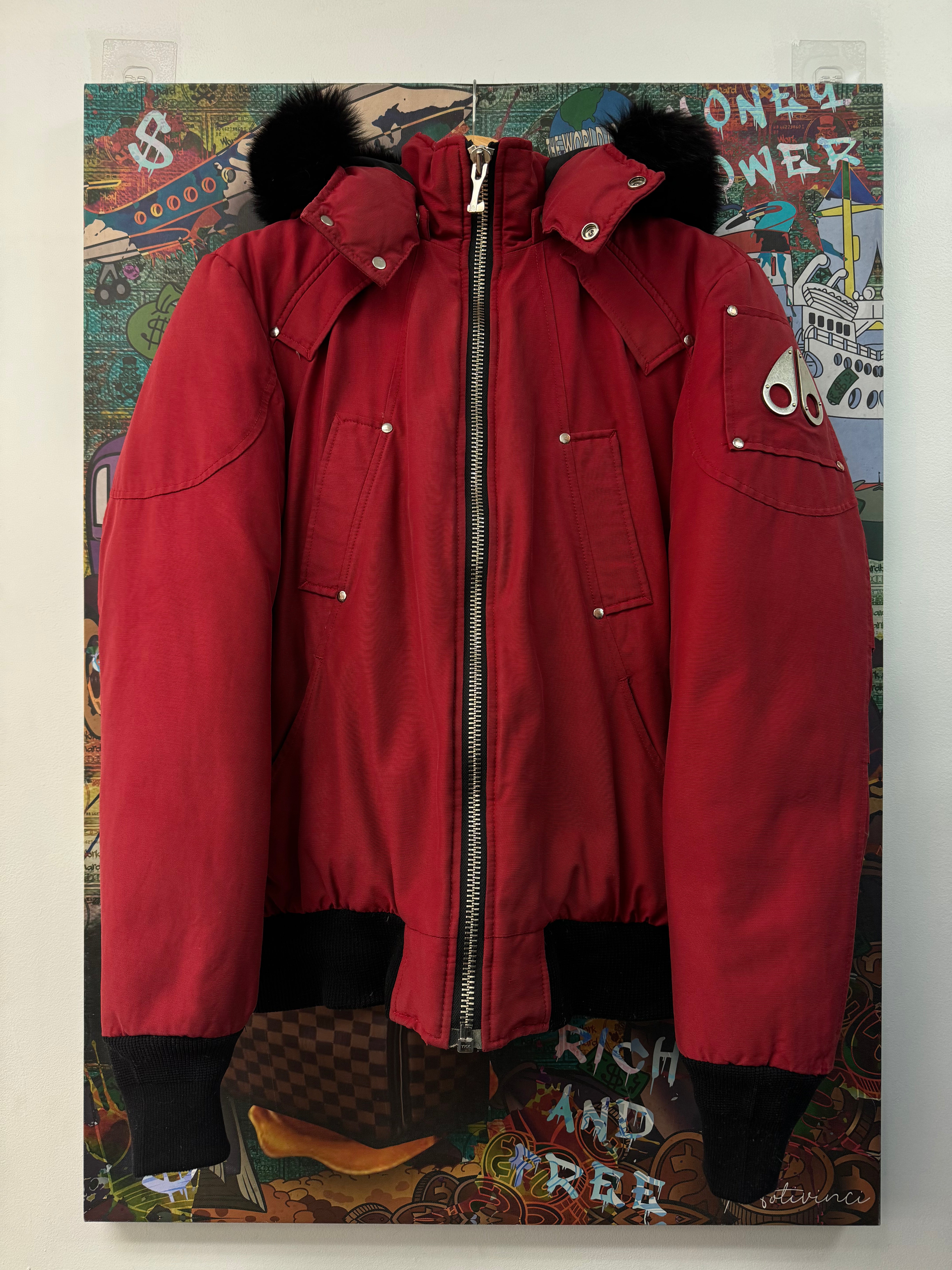 Moose Knuckles Red Fur Jacket