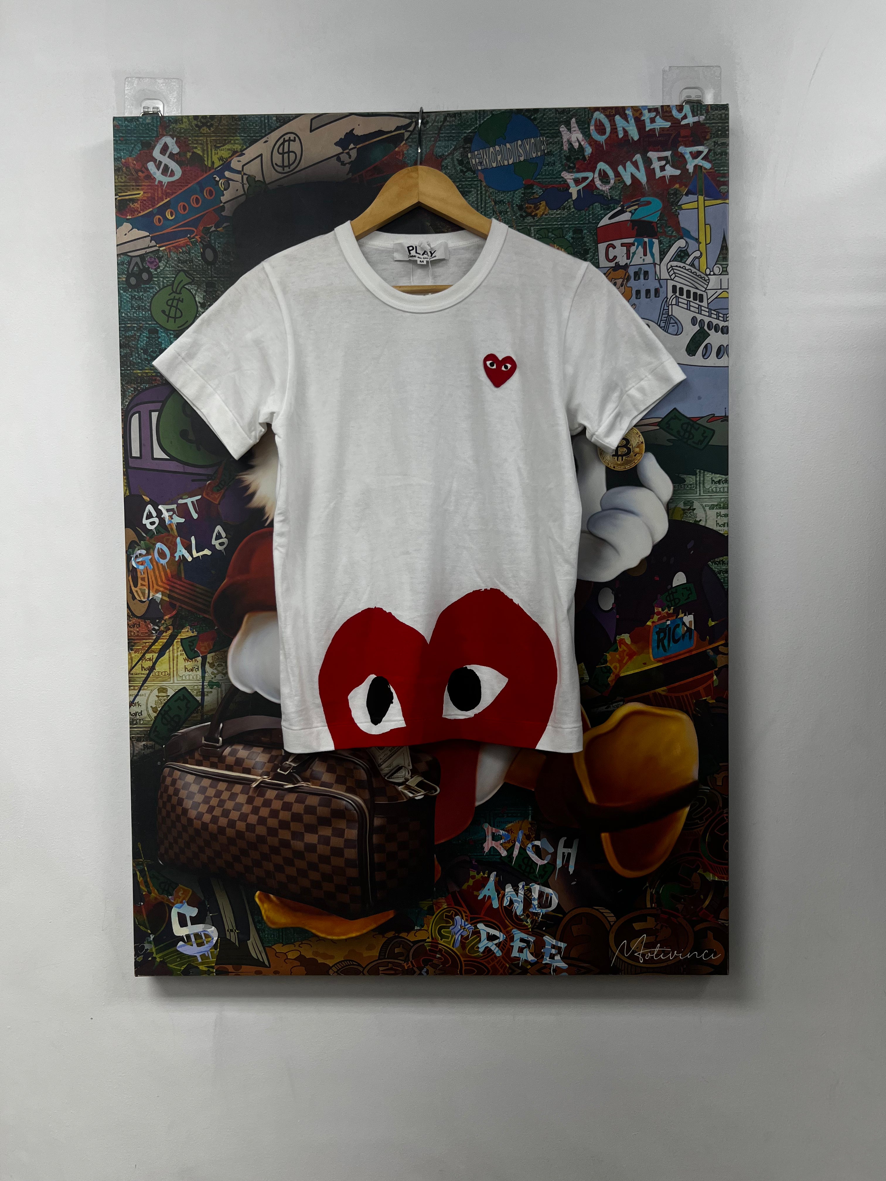 CDG White Red Hearts Tee