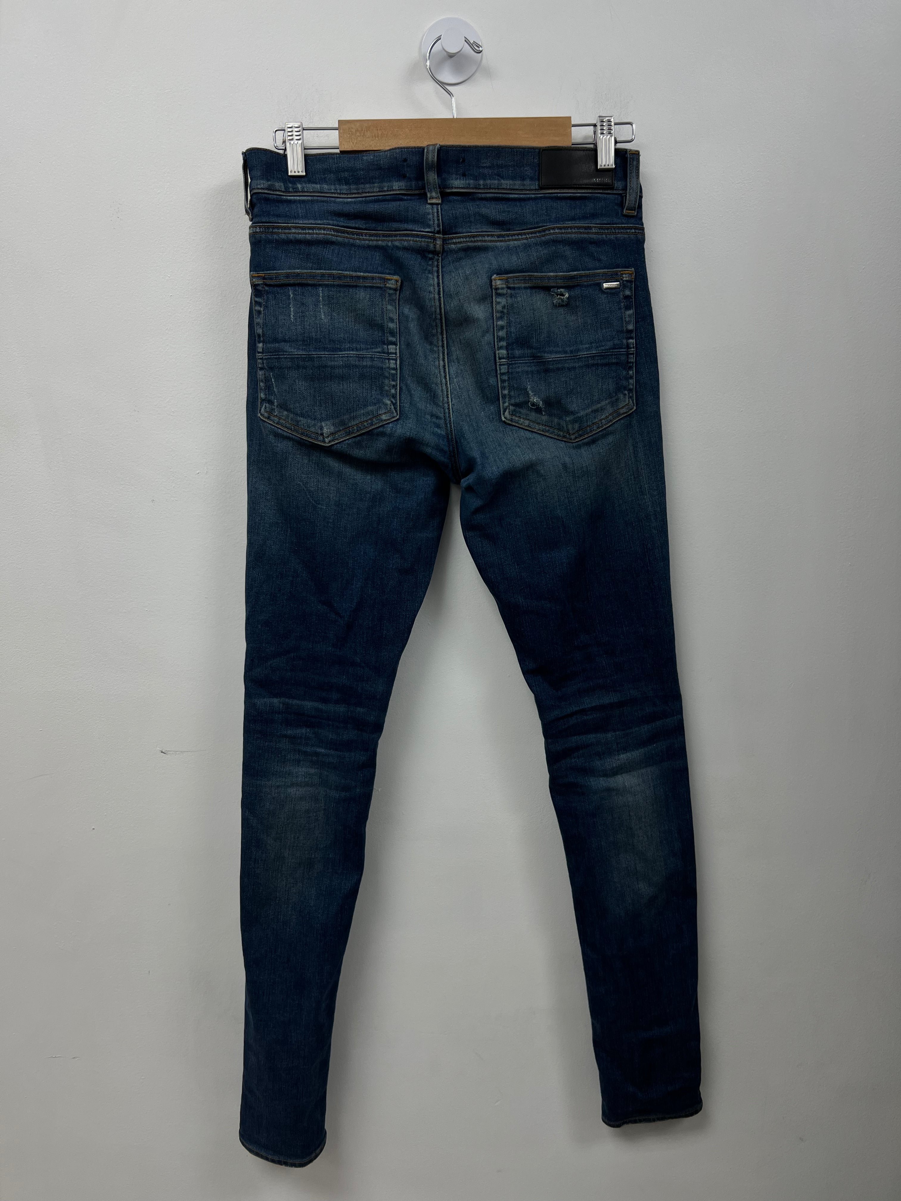 Amiri MX1 Deep Classic Black Leather Patch Jeans
