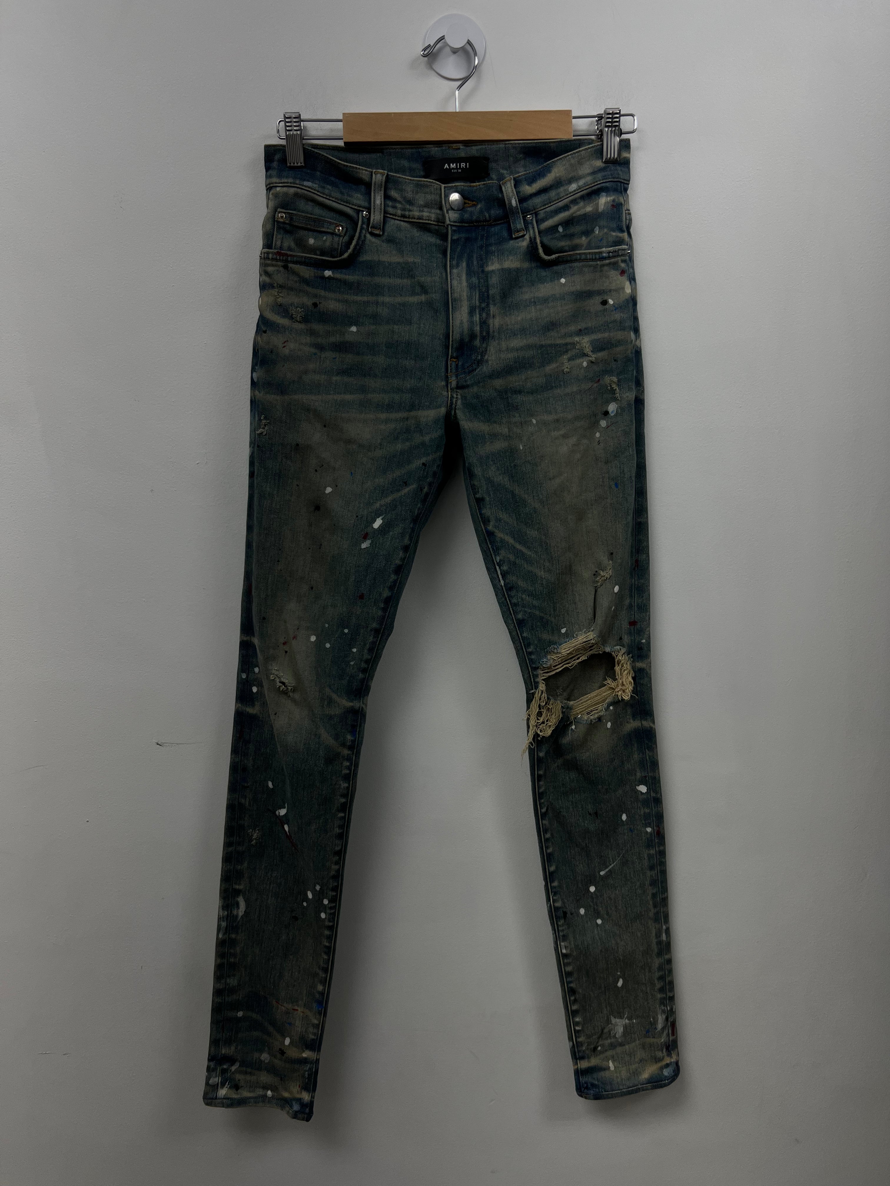 Amiri Vintage Wash Paint Splatter Jeans