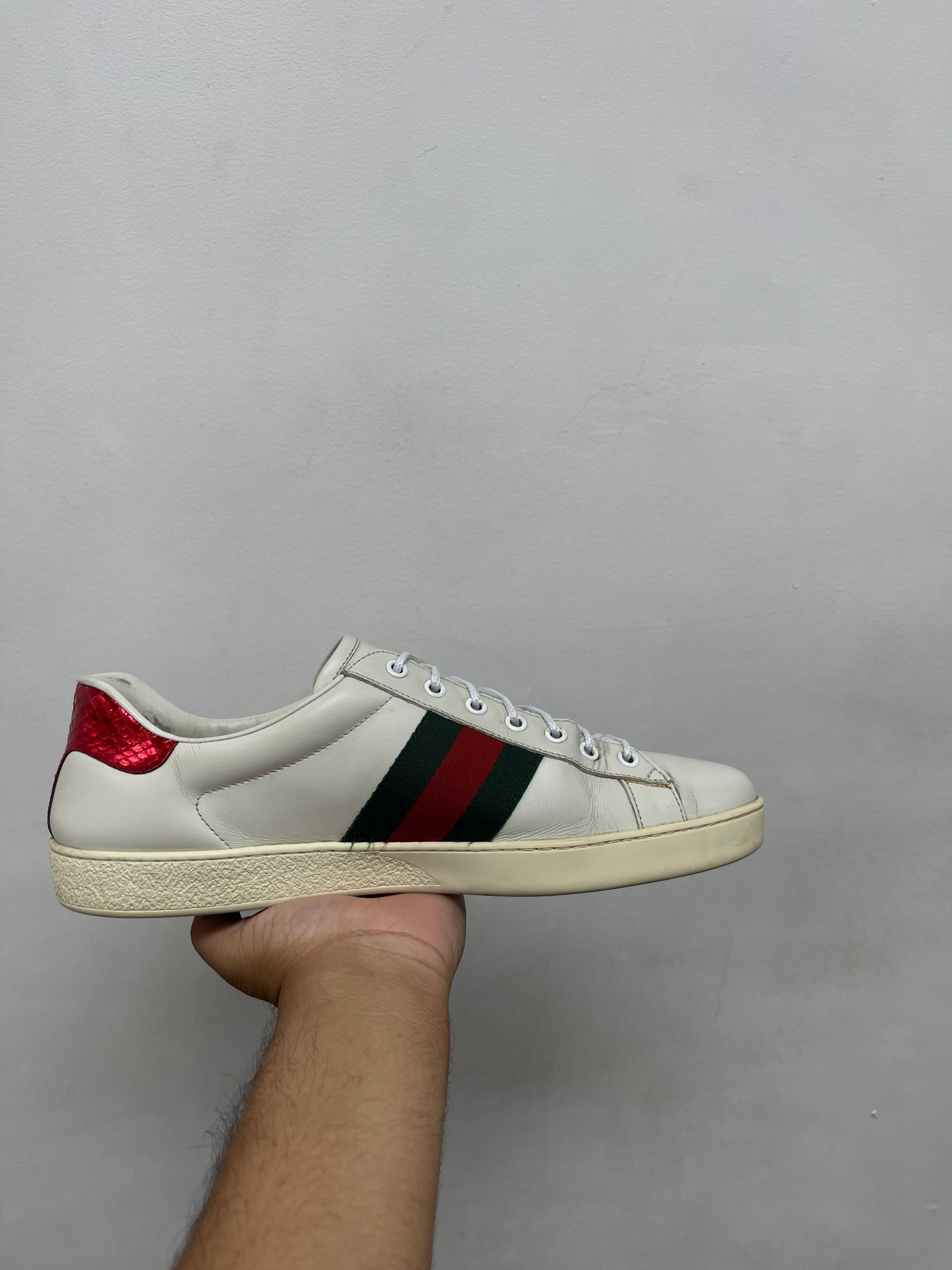 Gucci White Green Ace Sneakers