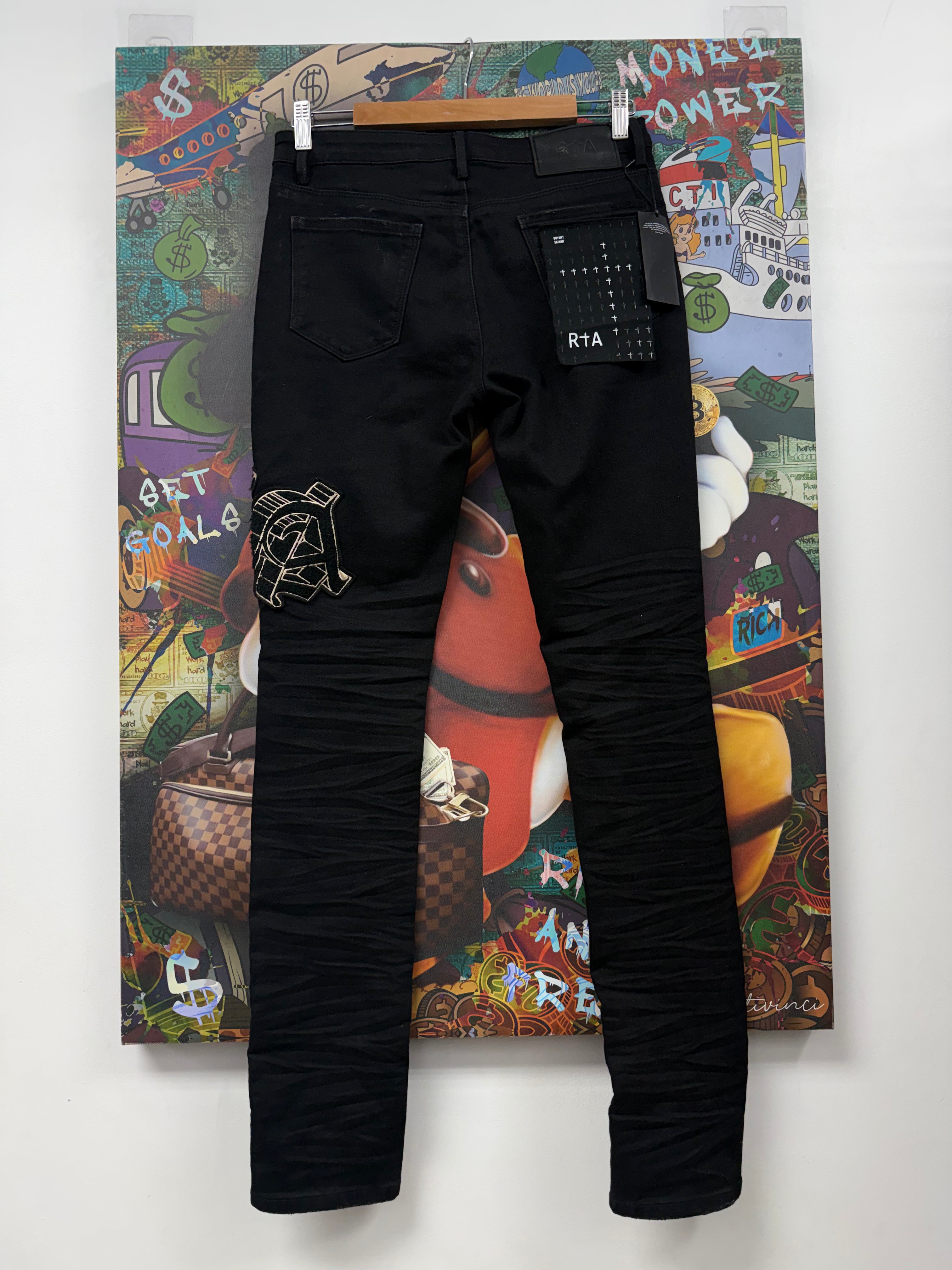 RTA Black Gold Patch Jeans