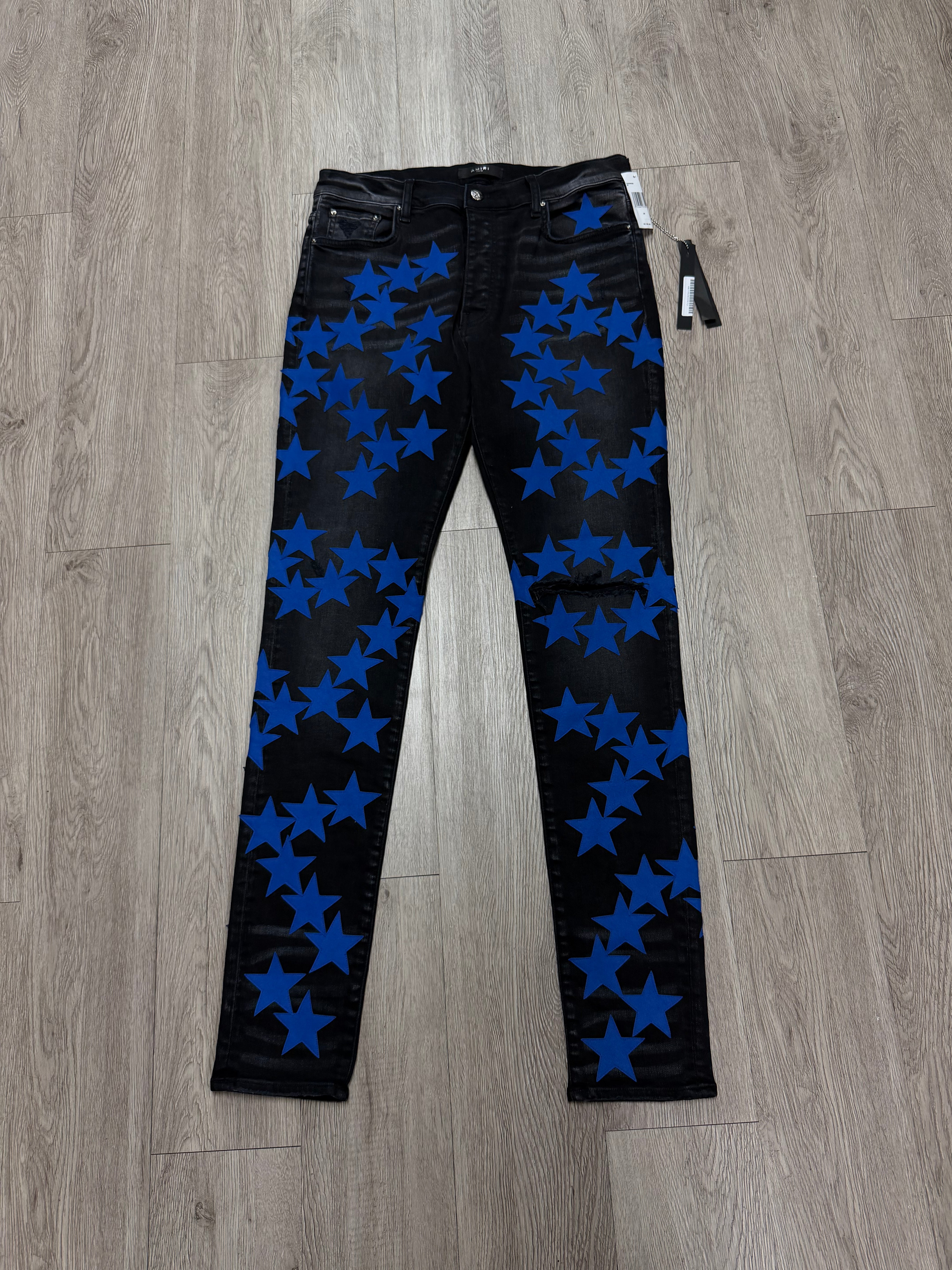Amiri Black Chemist Blue Stars Jeans