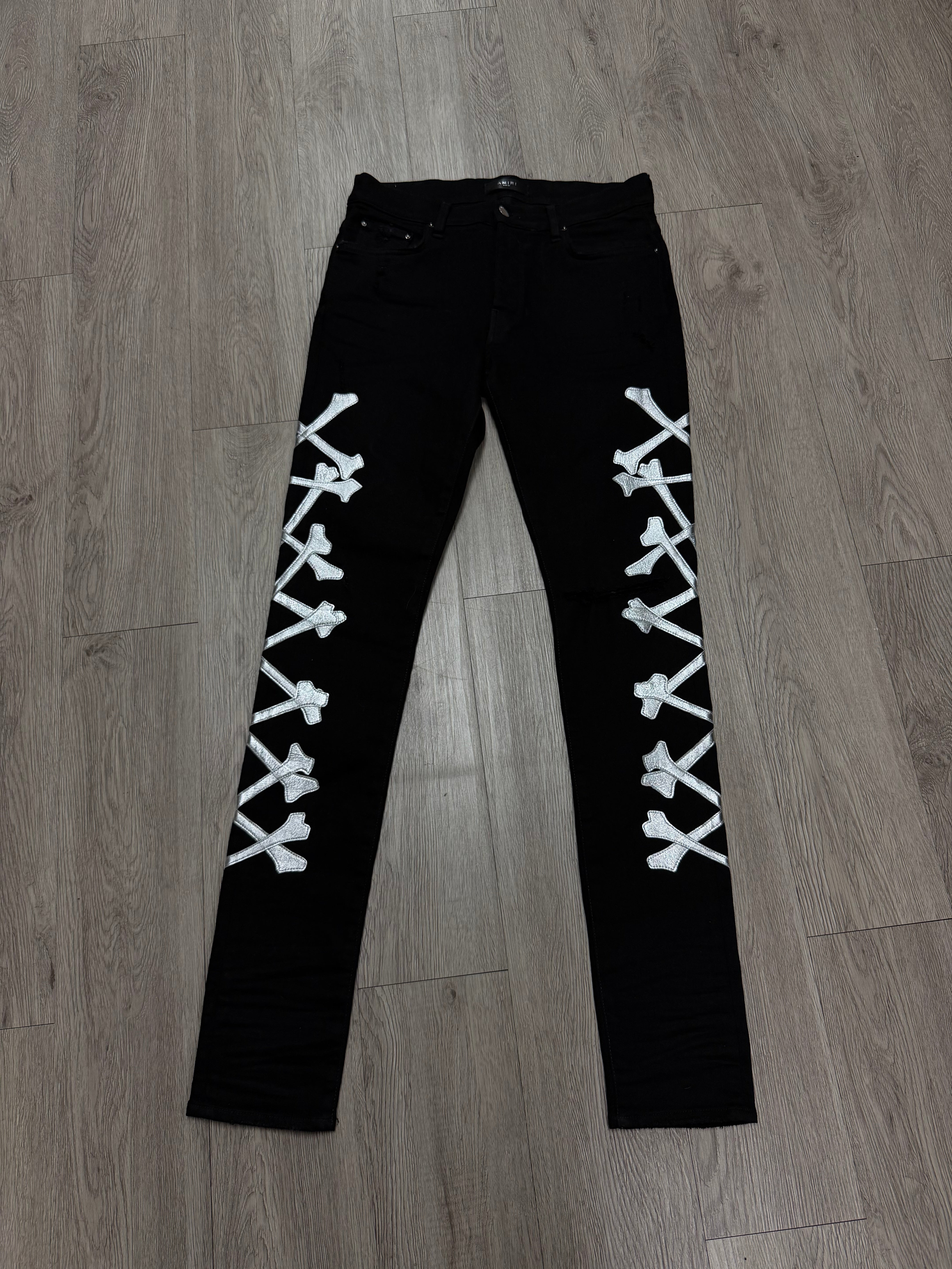 Amiri Black Silver Bones Jeans