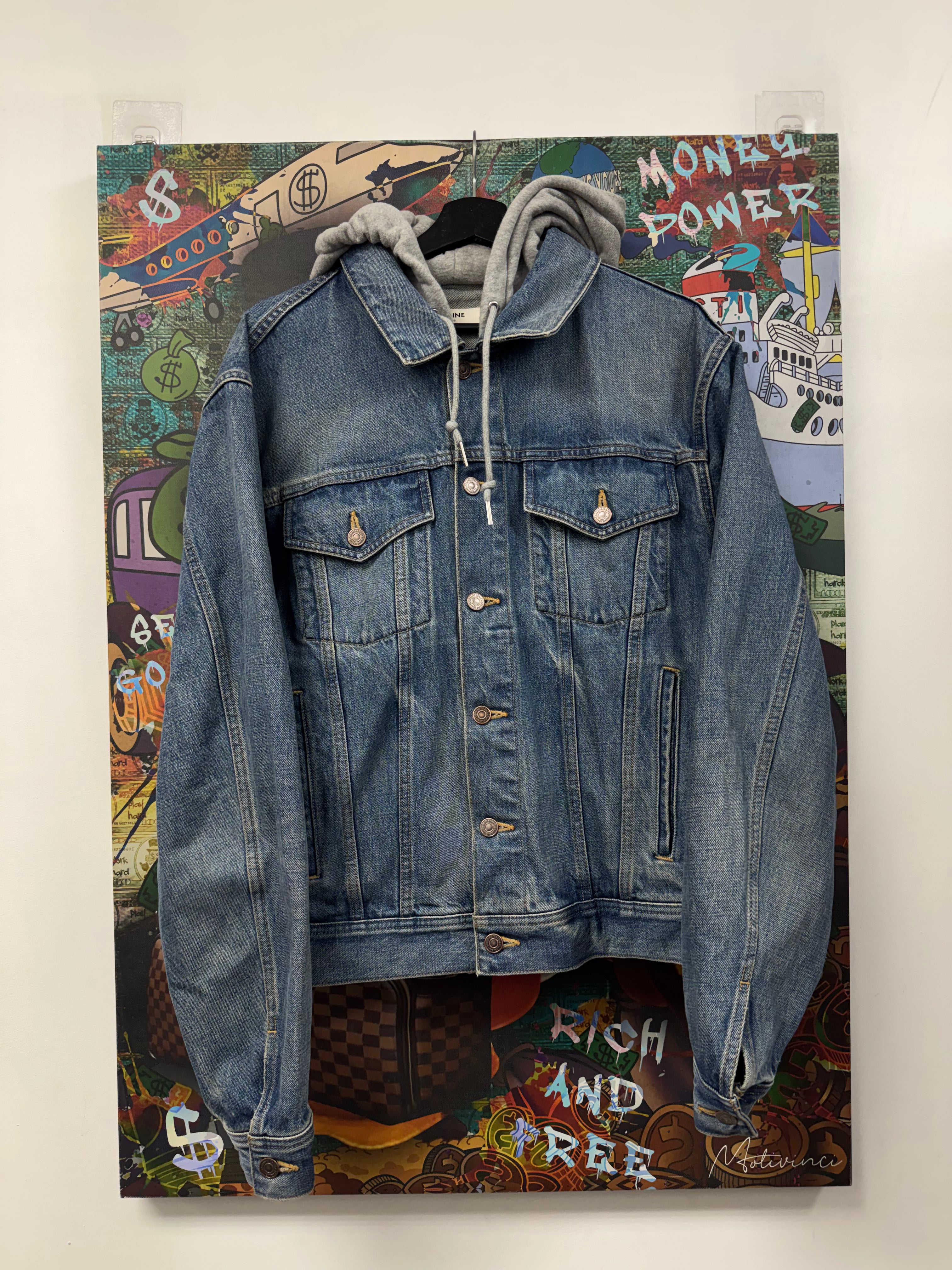 Celine Grey Hoodie Denim Jacket