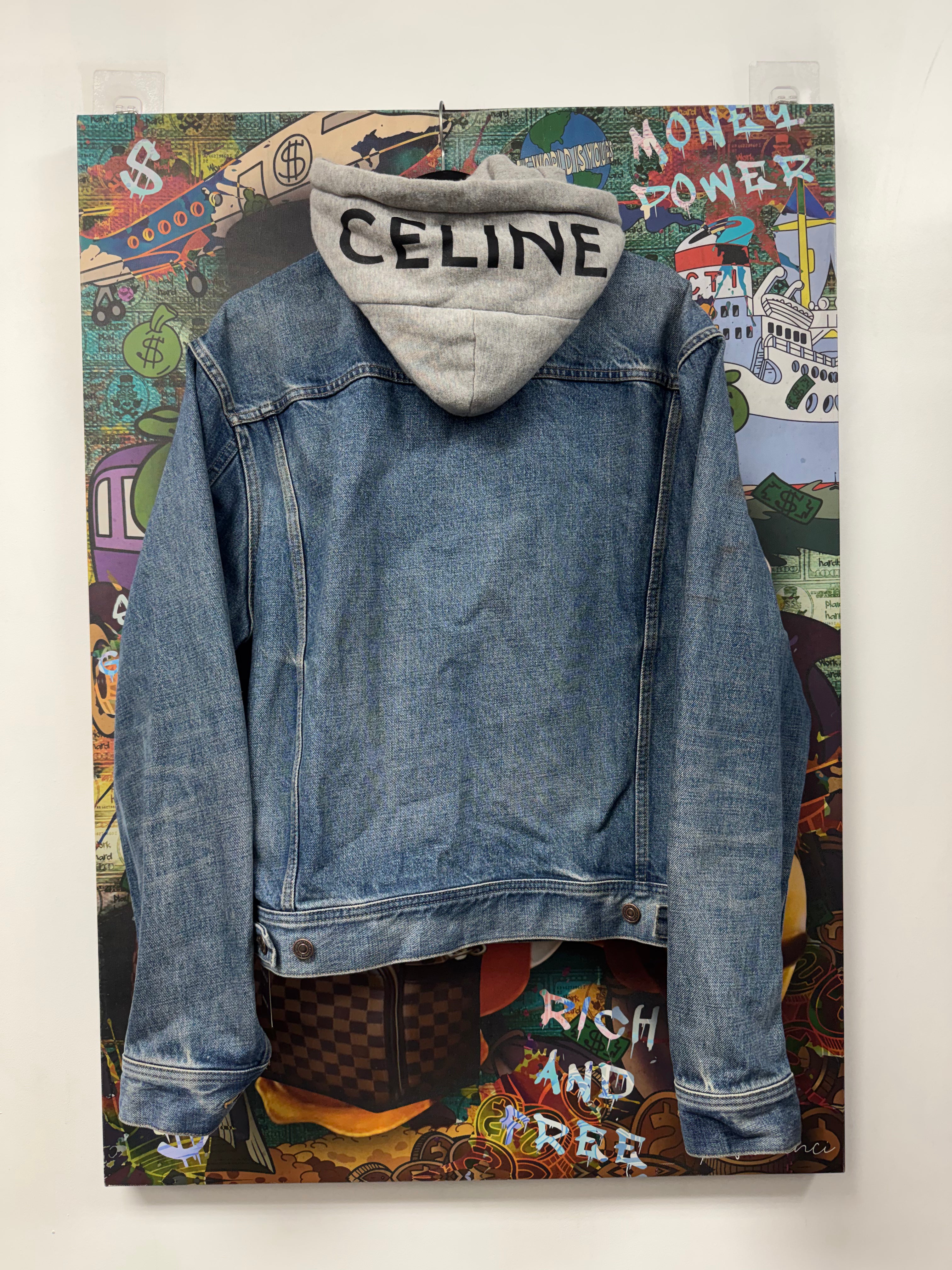 Celine Grey Hoodie Denim Jacket