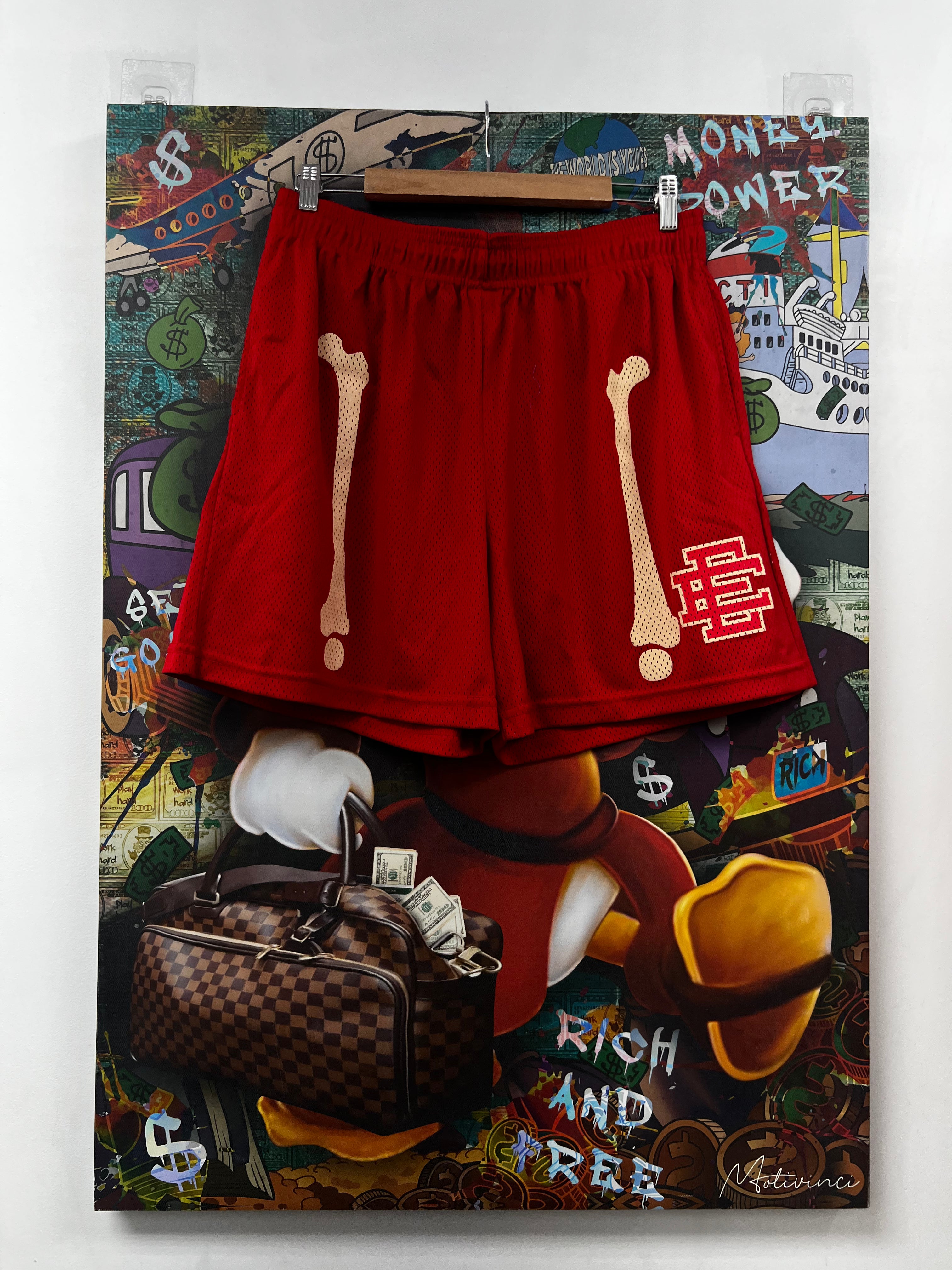 Eric Emanuel Red Cream Bones Shorts