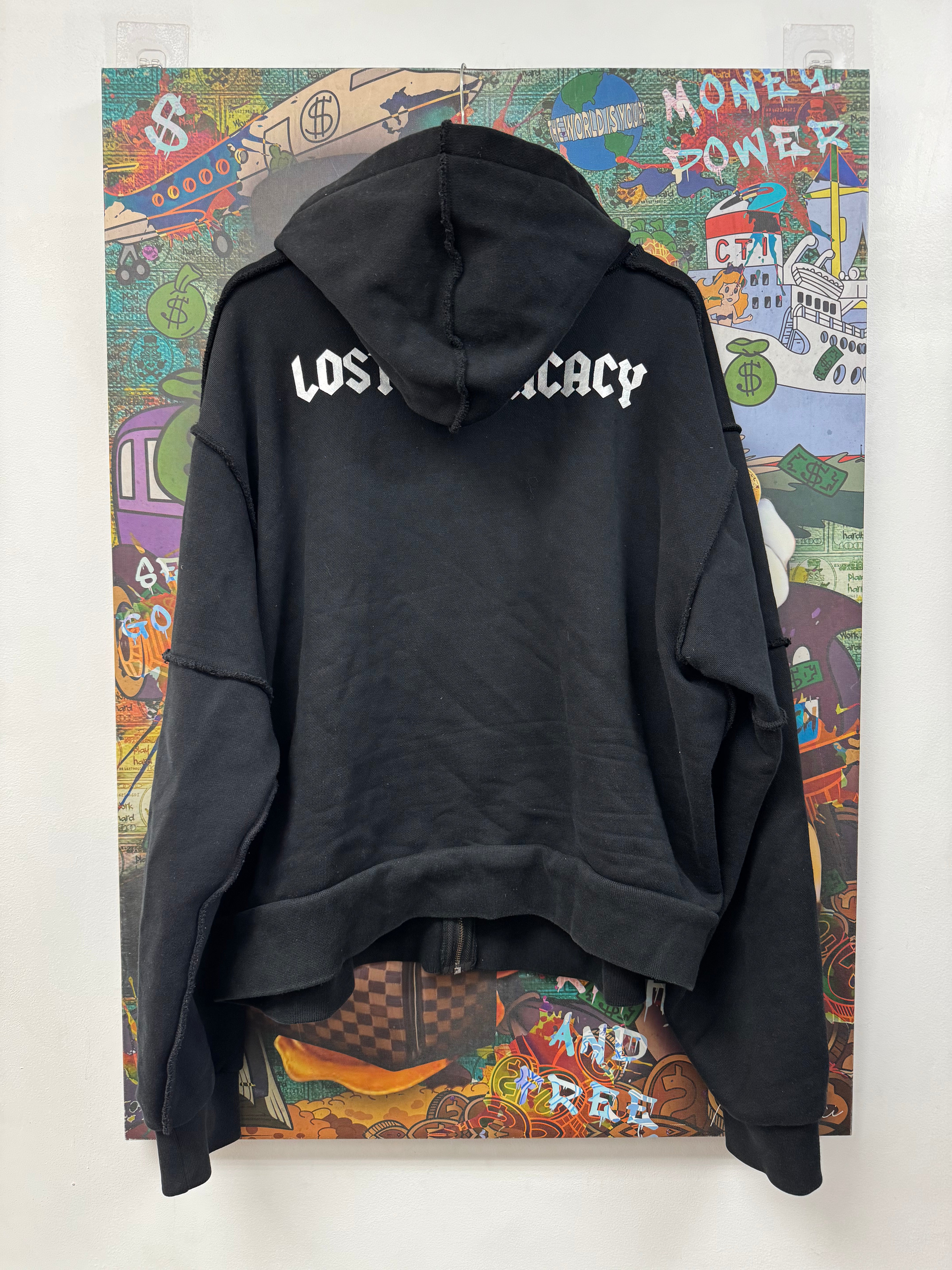 Lost Intricacy Black Red Rhinestone Zip Up Hoodie