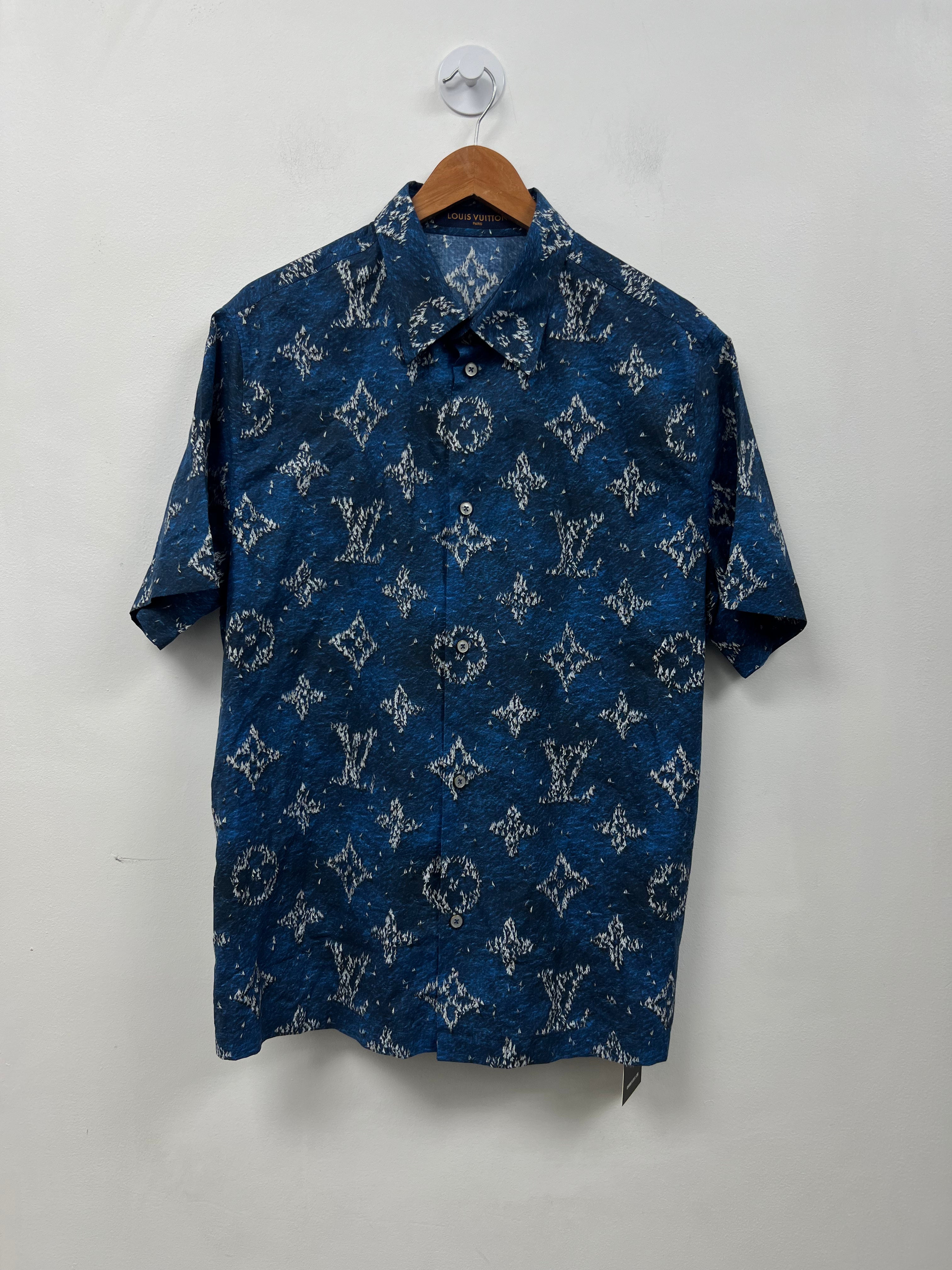 Louis Vuitton Blue Monogram Ship Button Up