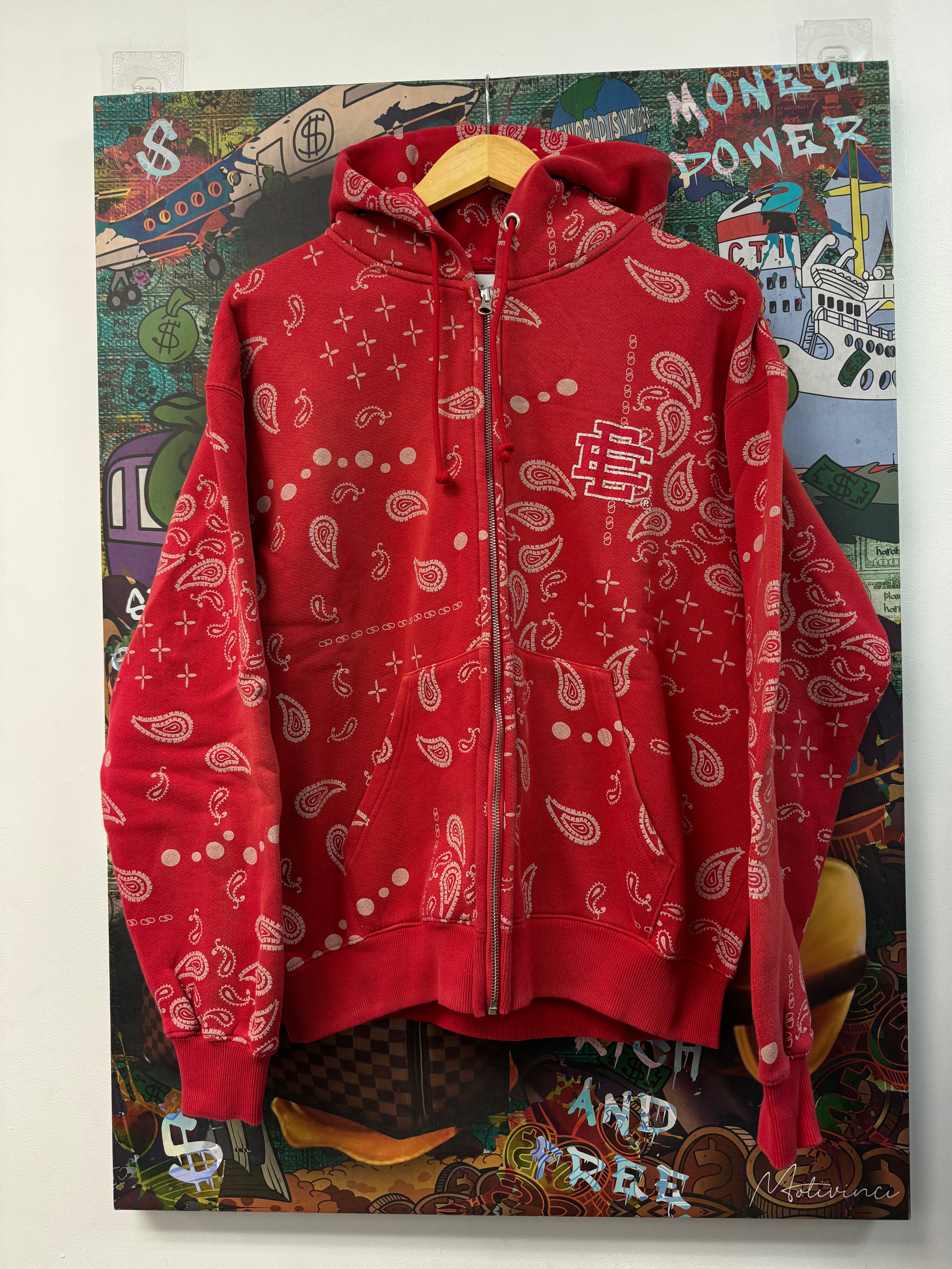 Eric Emanuel Red Paisley Zip Up Hoodie