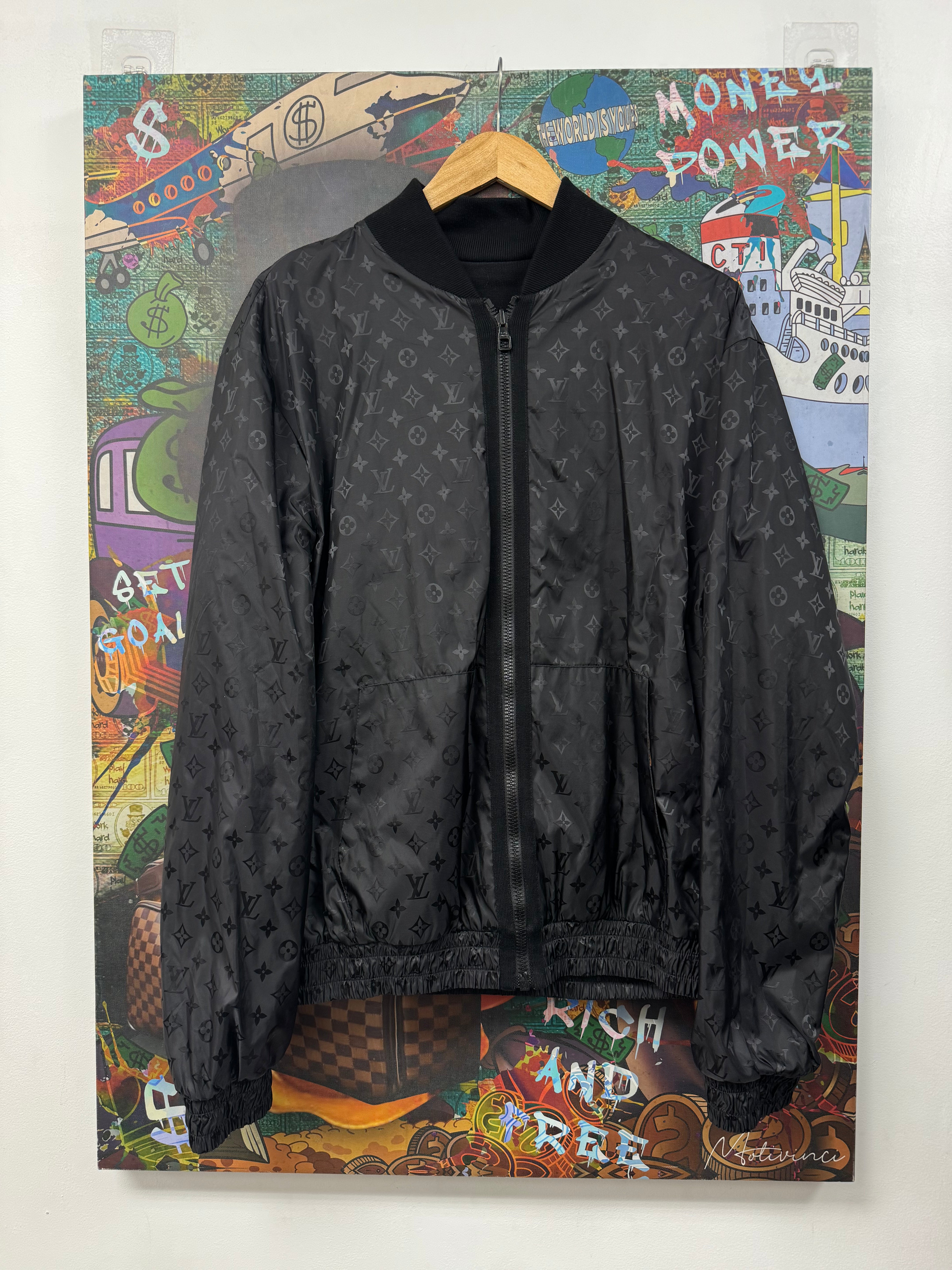 Louis Vuitton Black Monogram Reversable Bomber Jacket