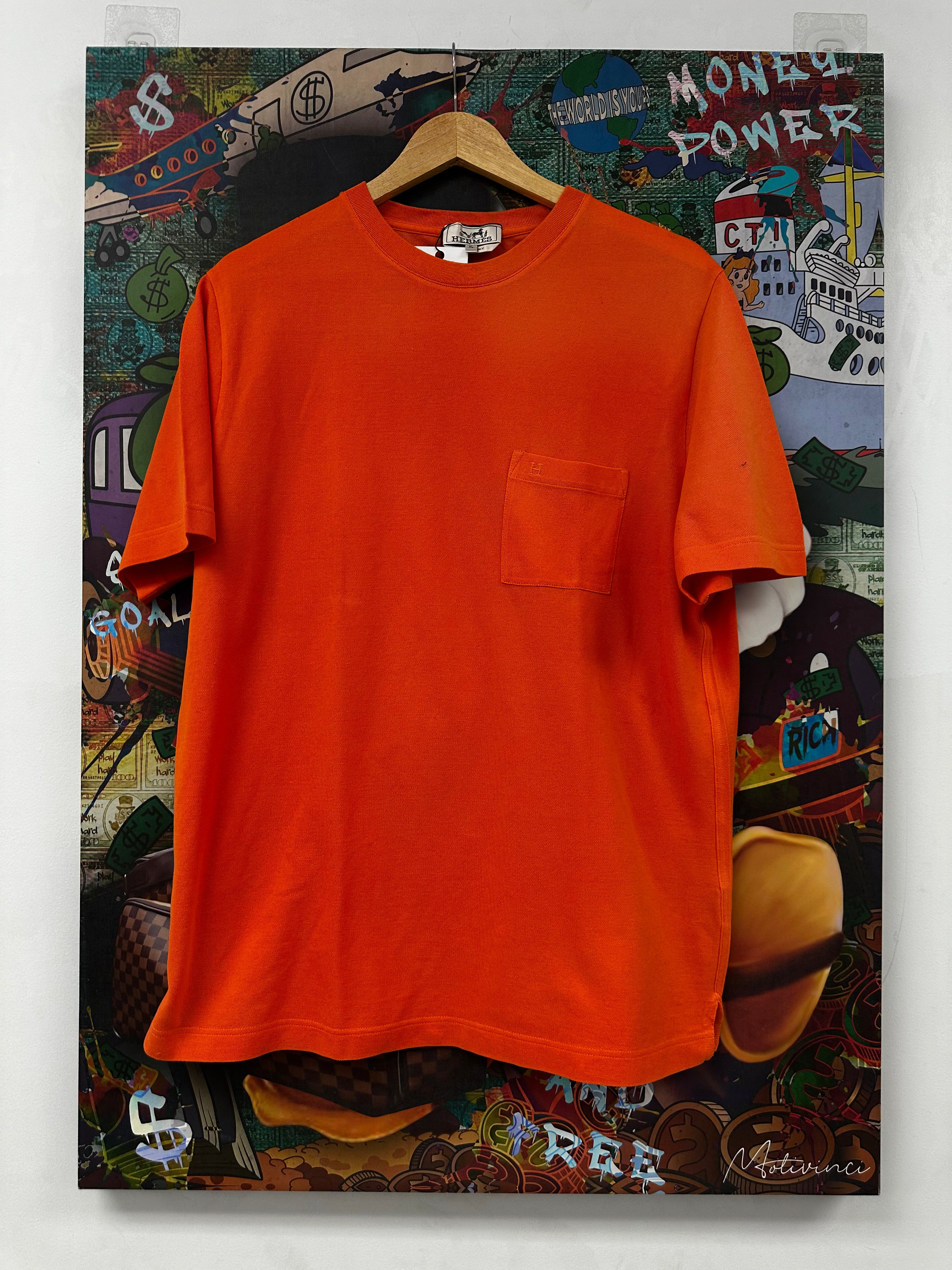 Hermes H Pocket Tee Orange Used XL