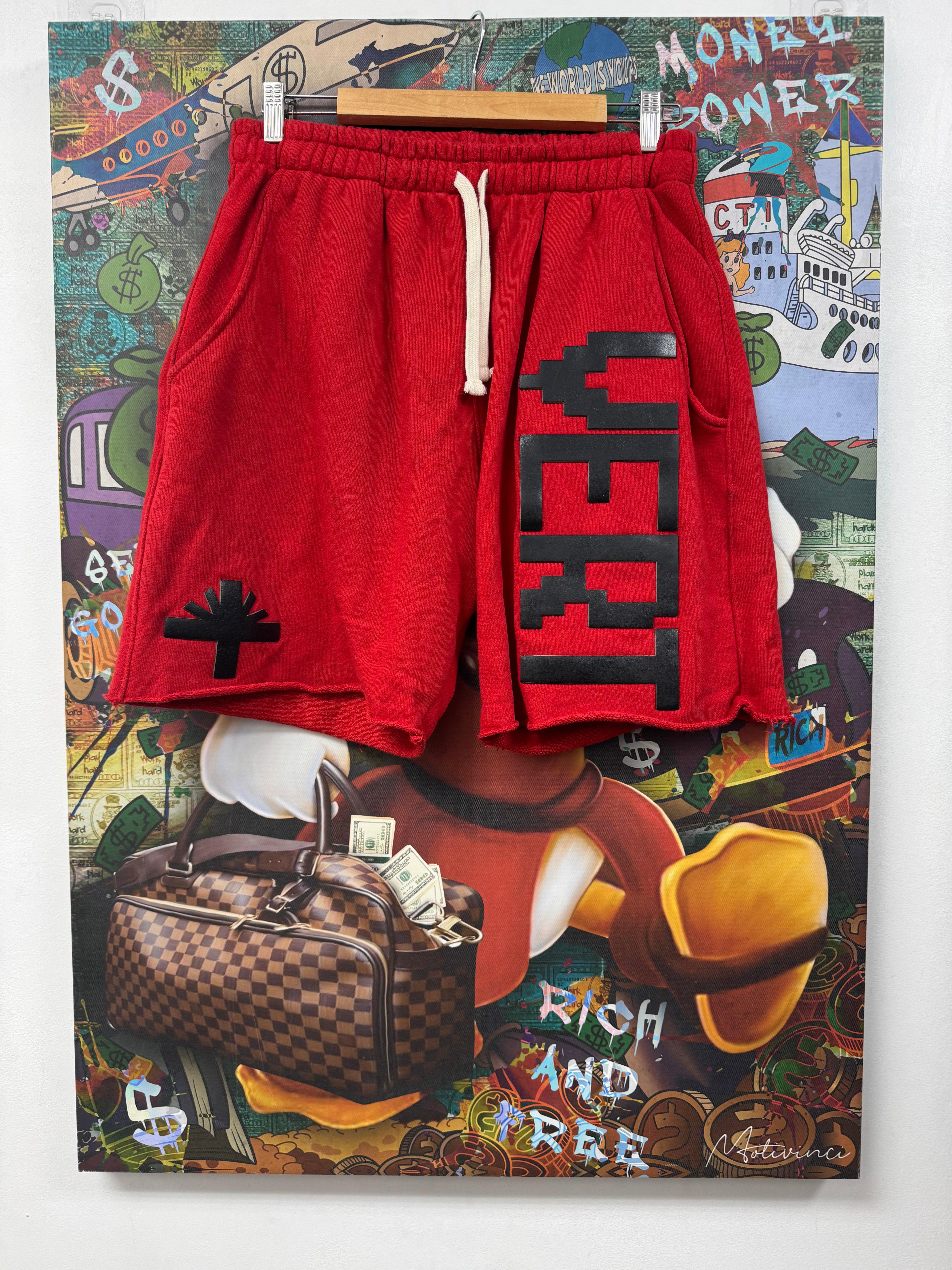 Vertabrae Red Black Shorts