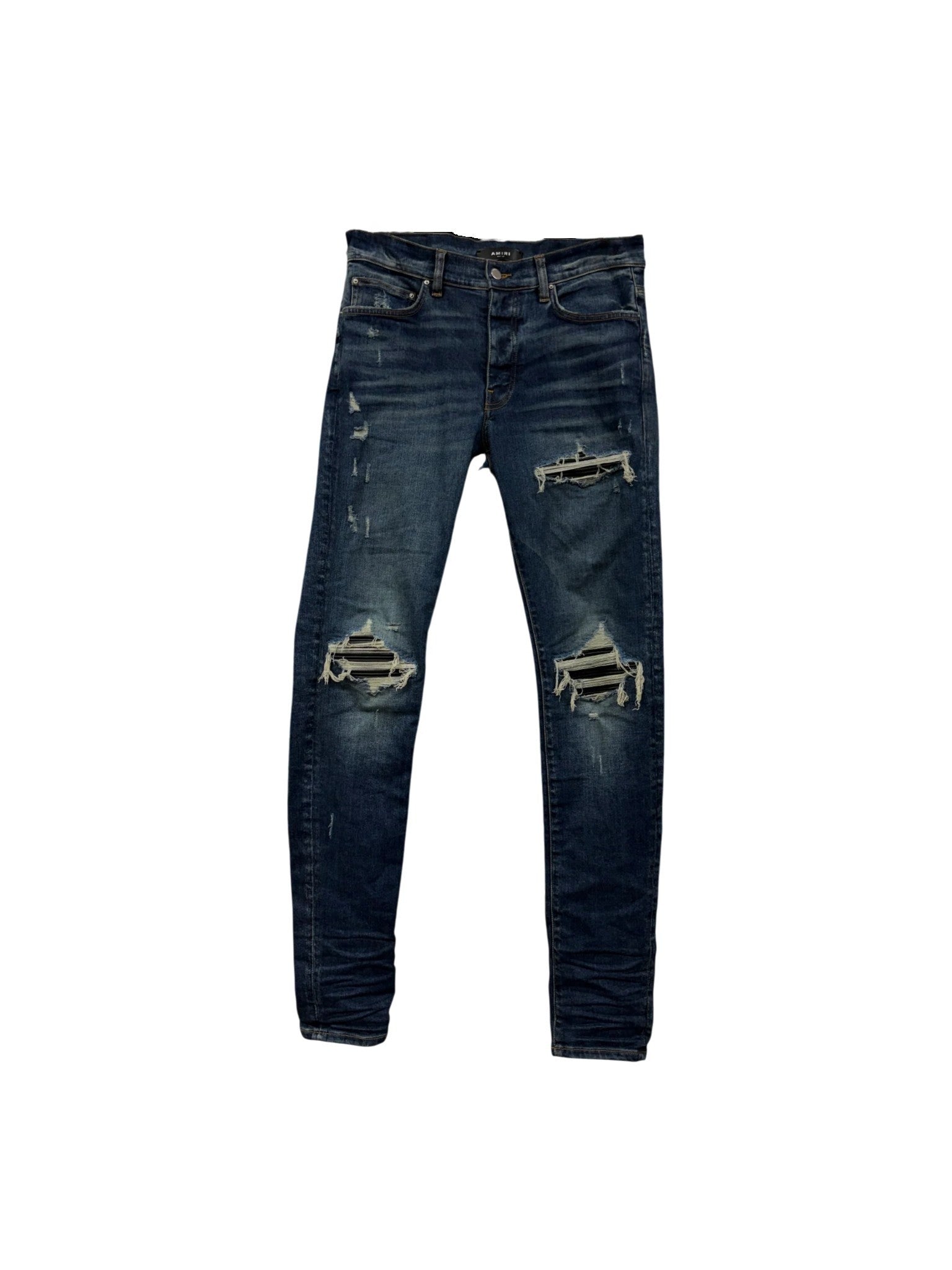 Amiri "MX1" Leather Patch Navy & Black Jeans