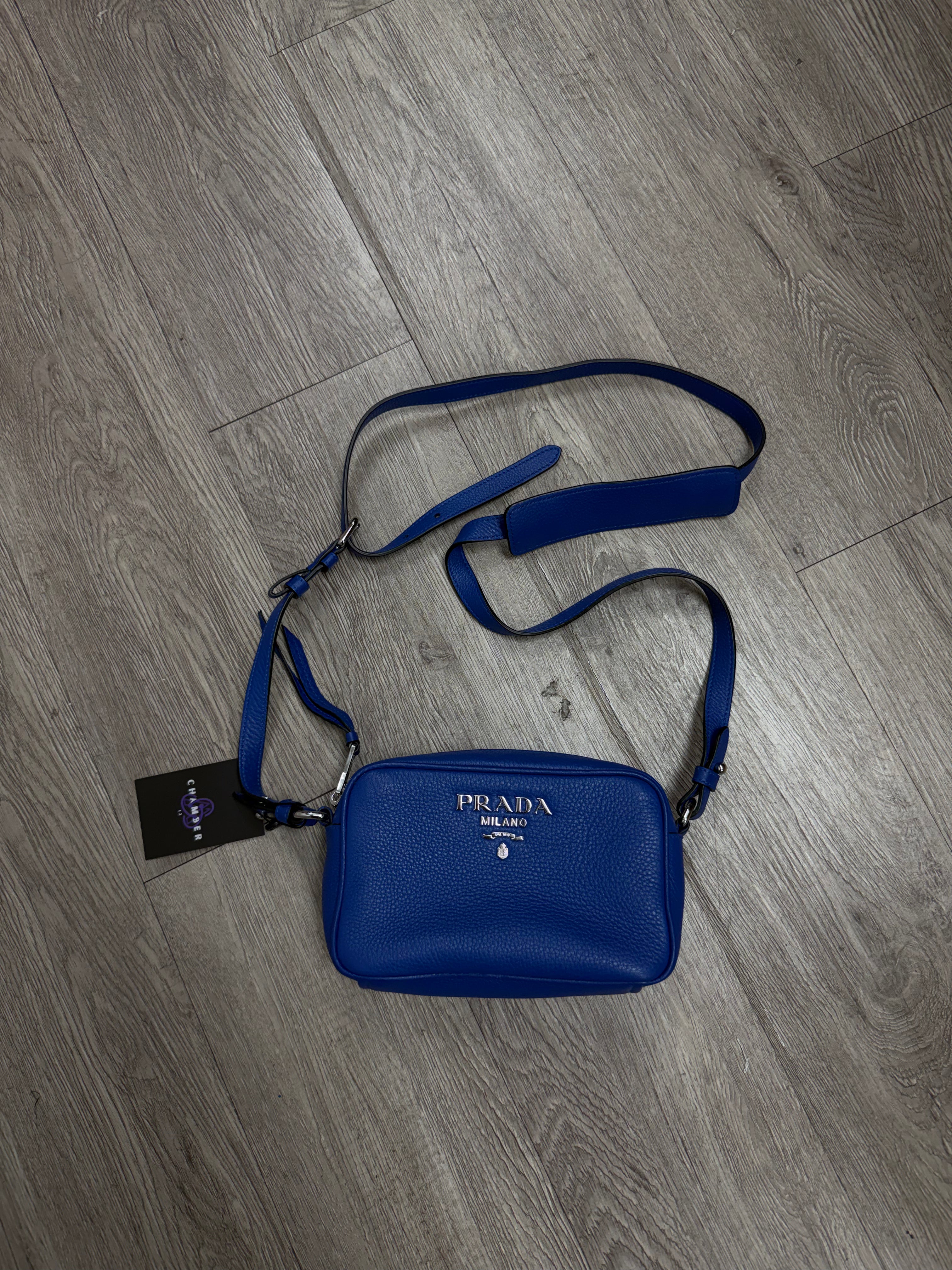 Prada Blue Vitello Crossbody Bag