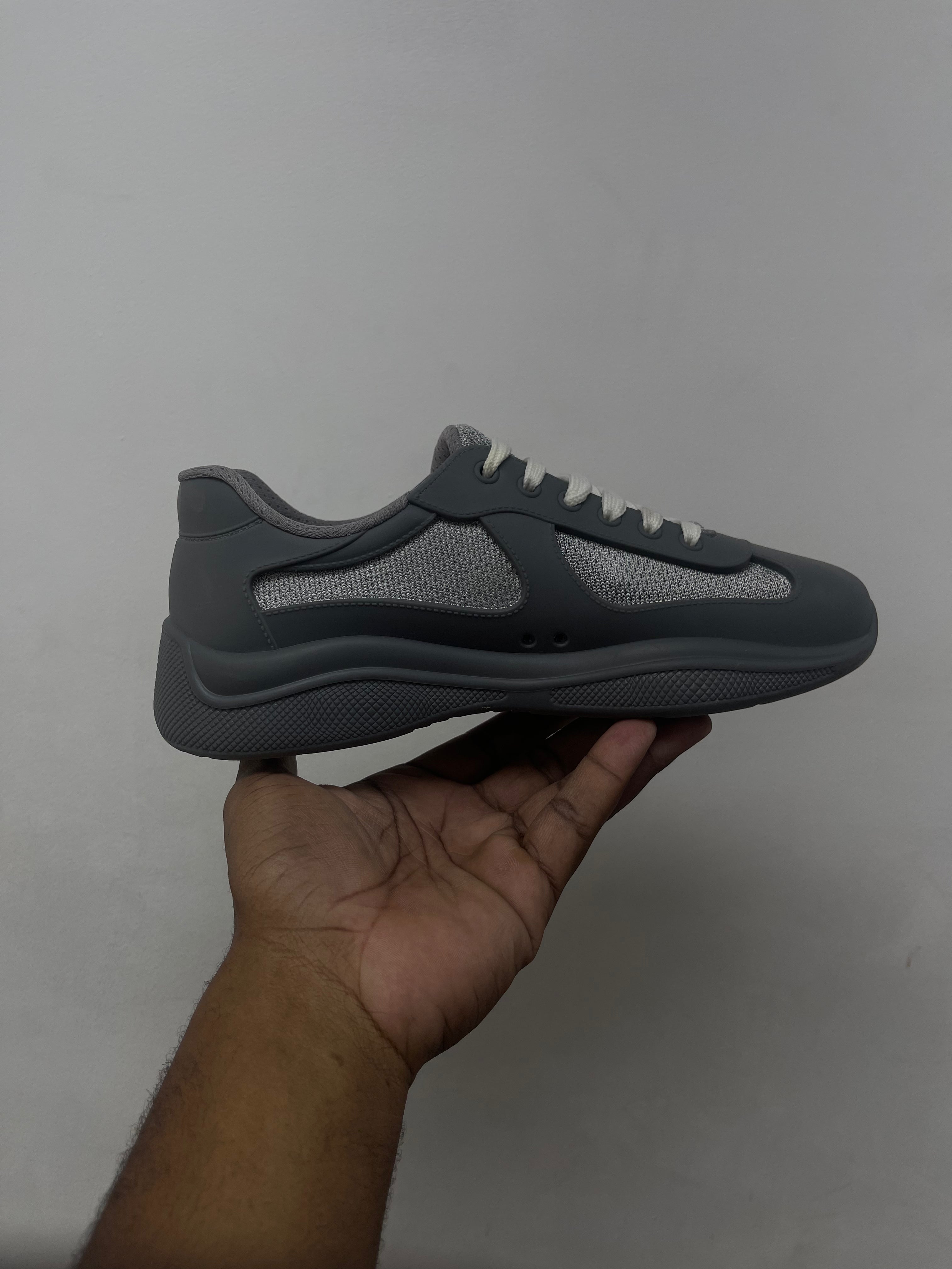 Prada Grey Rubber Cups Sneakers