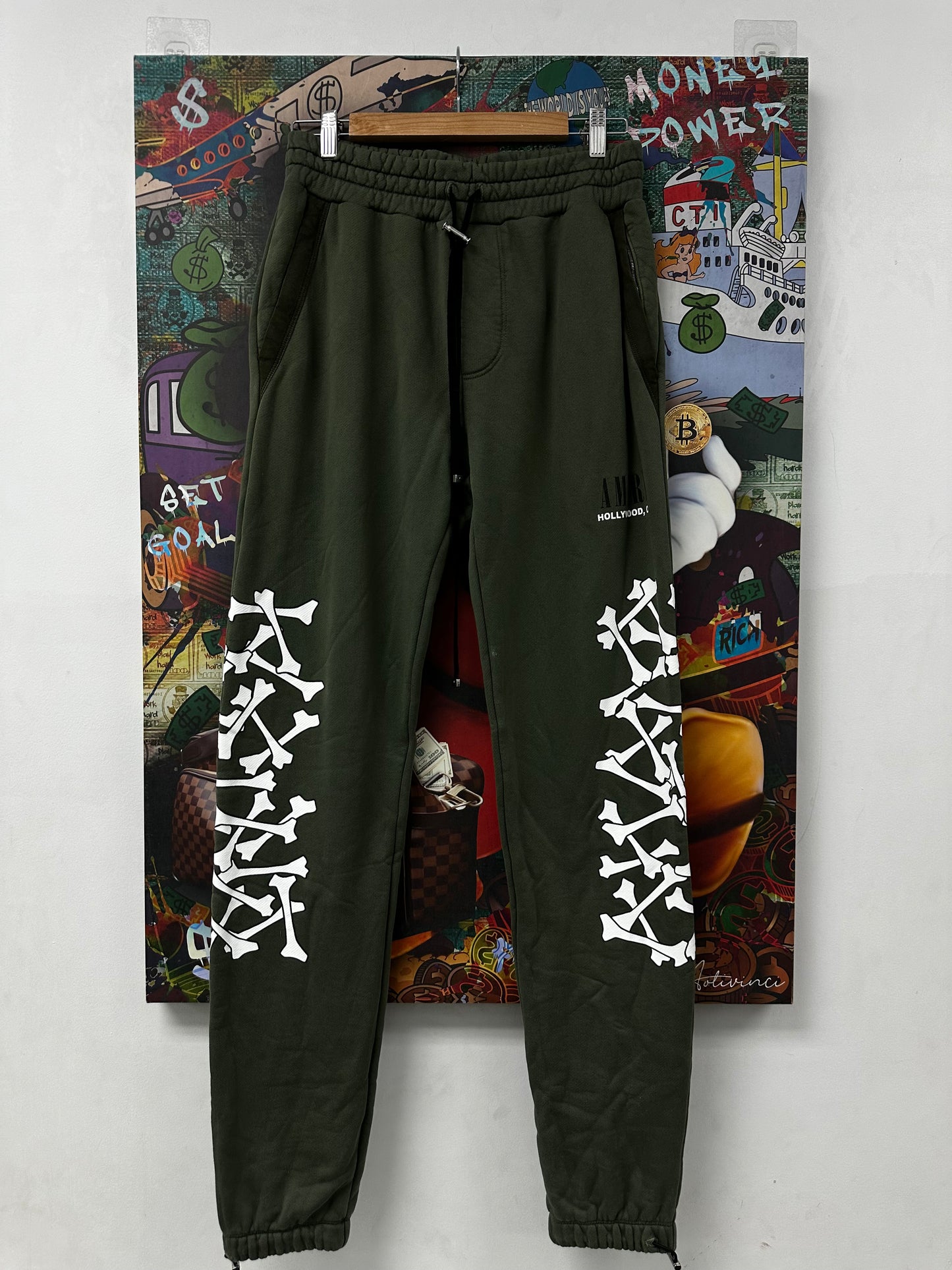 Amiri Sweats Olive Bones Large Used