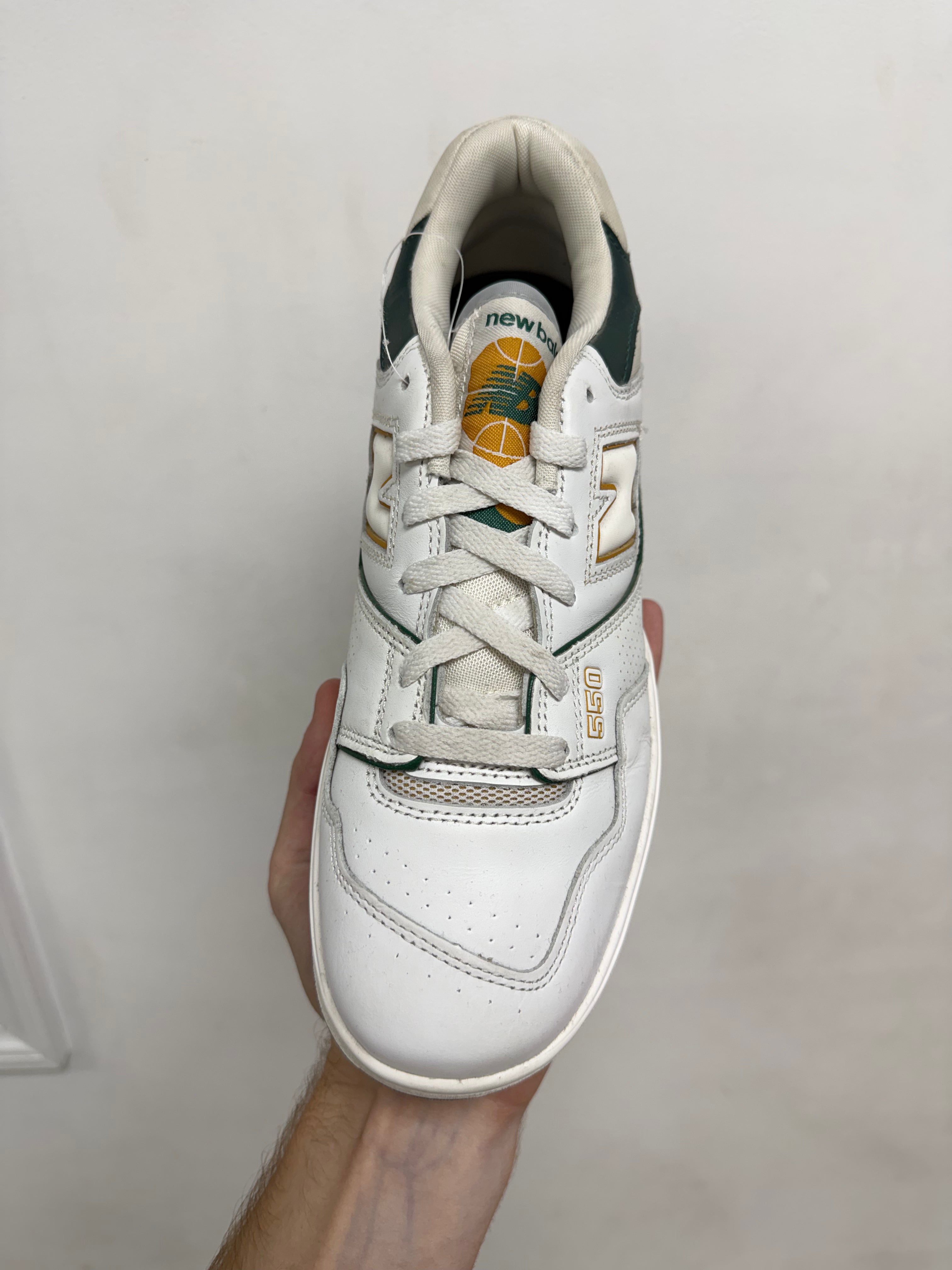 NB550 White Nightwatch Green Sneakers