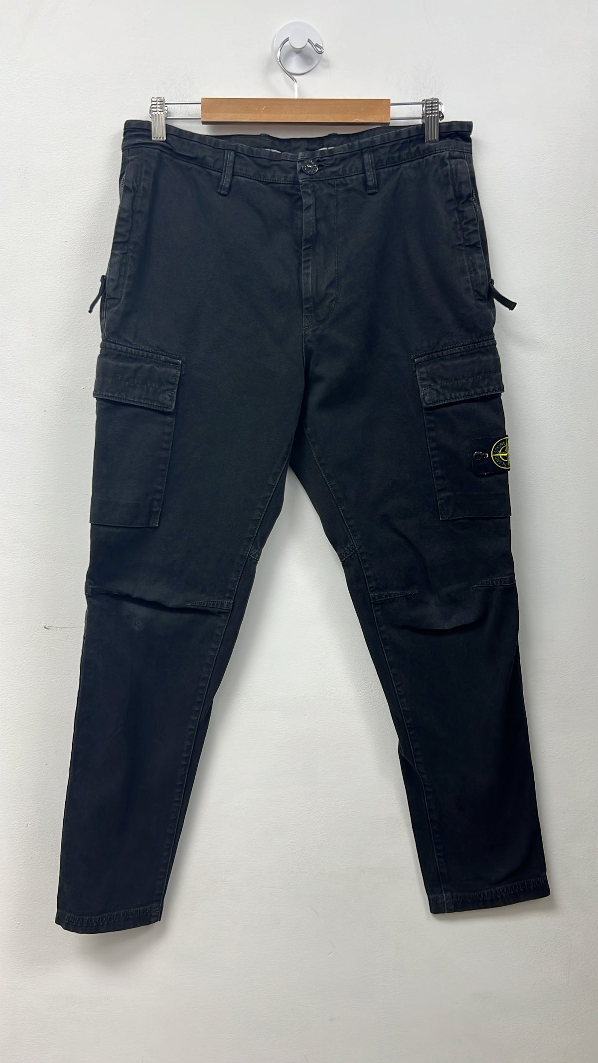 Stone Island Black Denim Cargo Pants