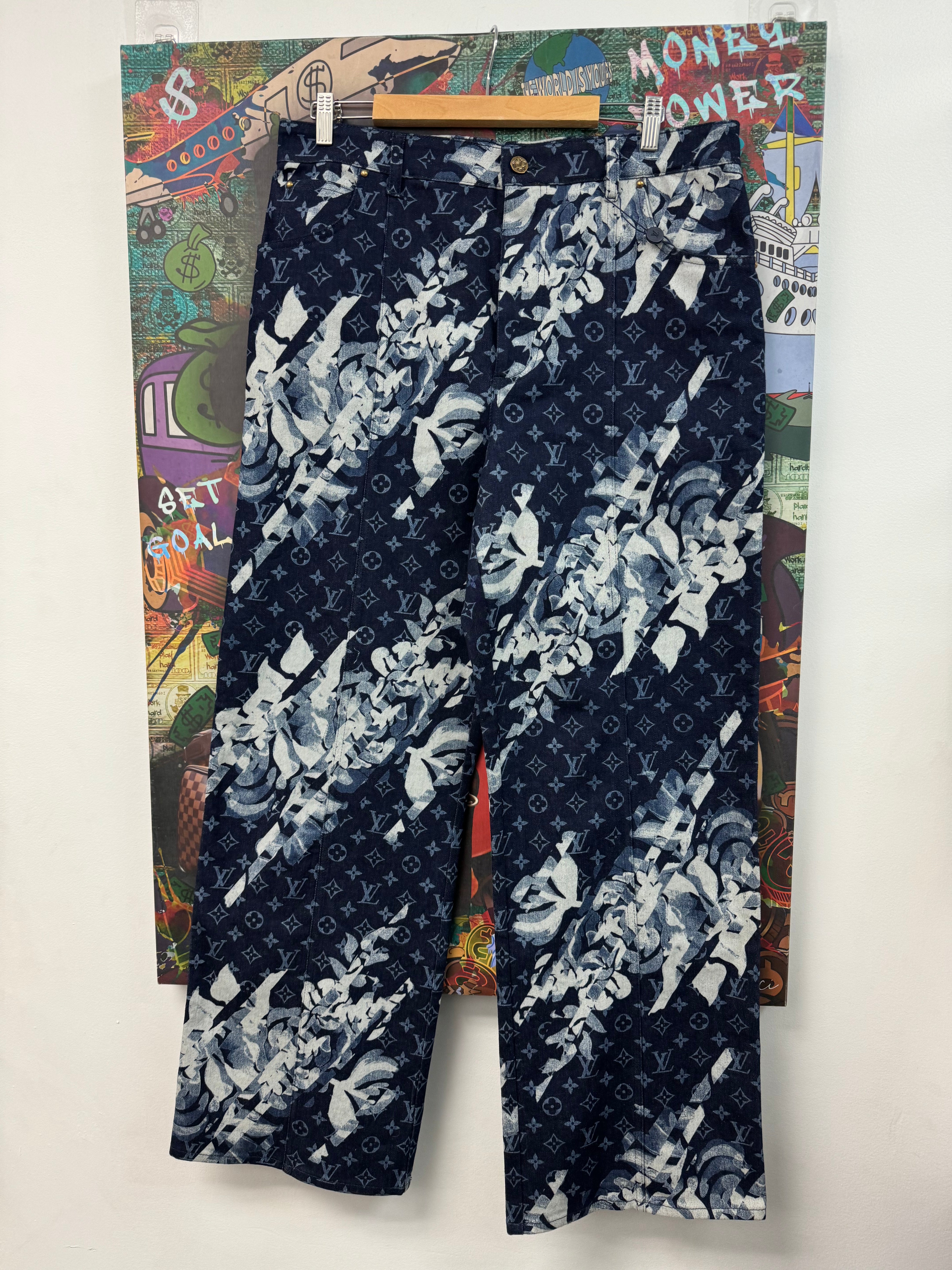 Louis Vuitton Navy Floral Monogram Jeans