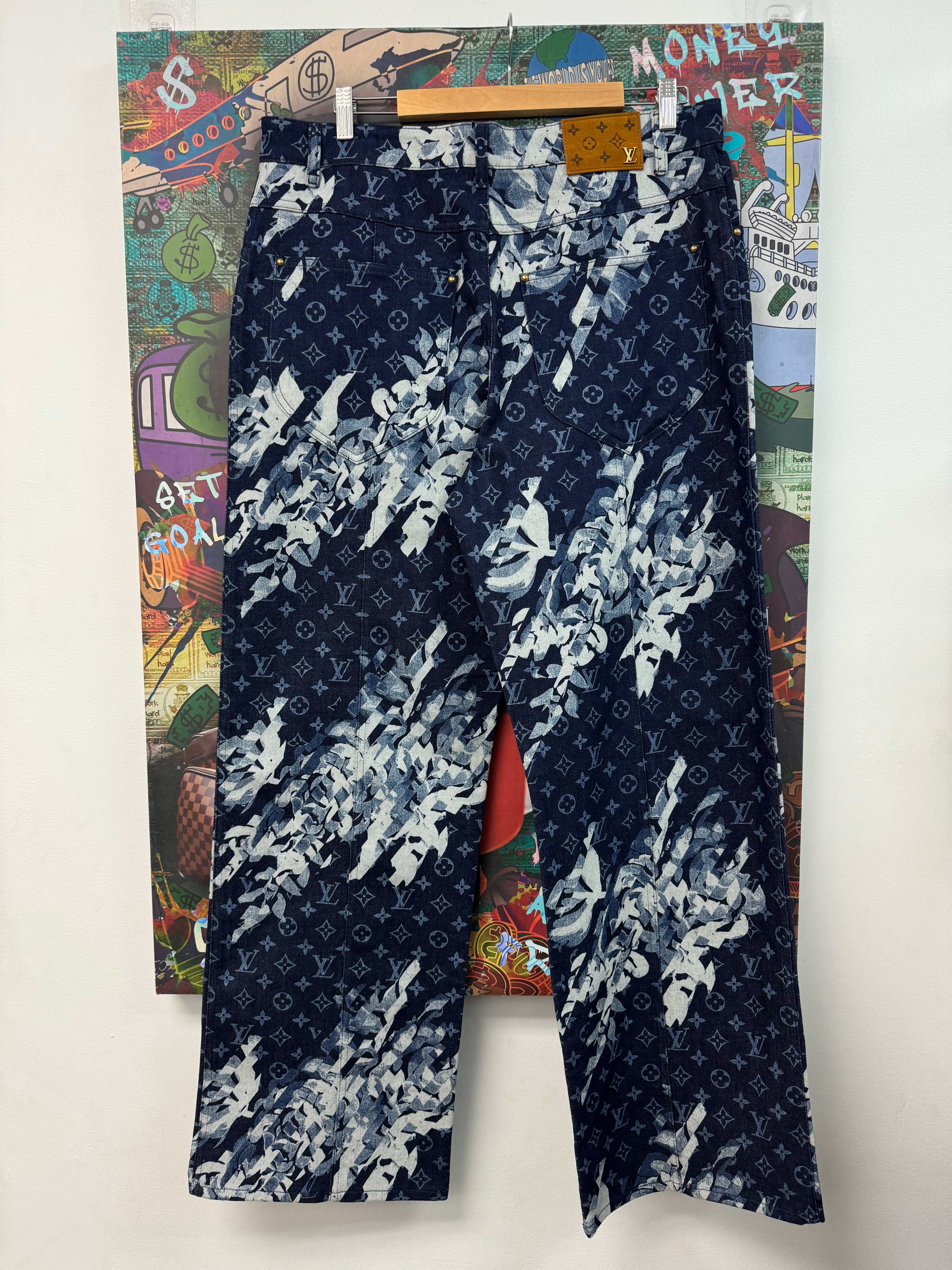 Louis Vuitton Navy Floral Monogram Jeans