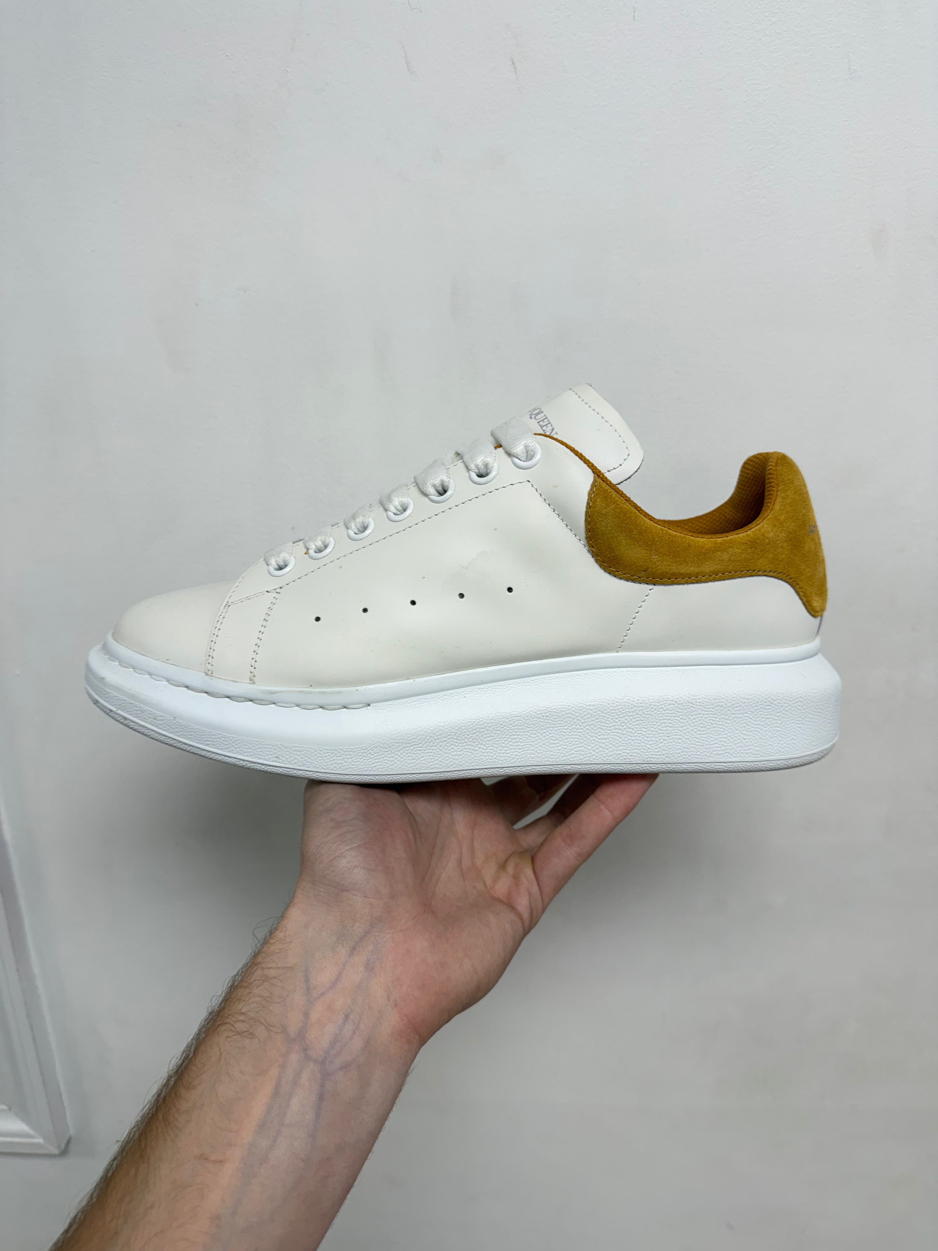 Alexander Mcqueen White Tan Oversized Sneakers
