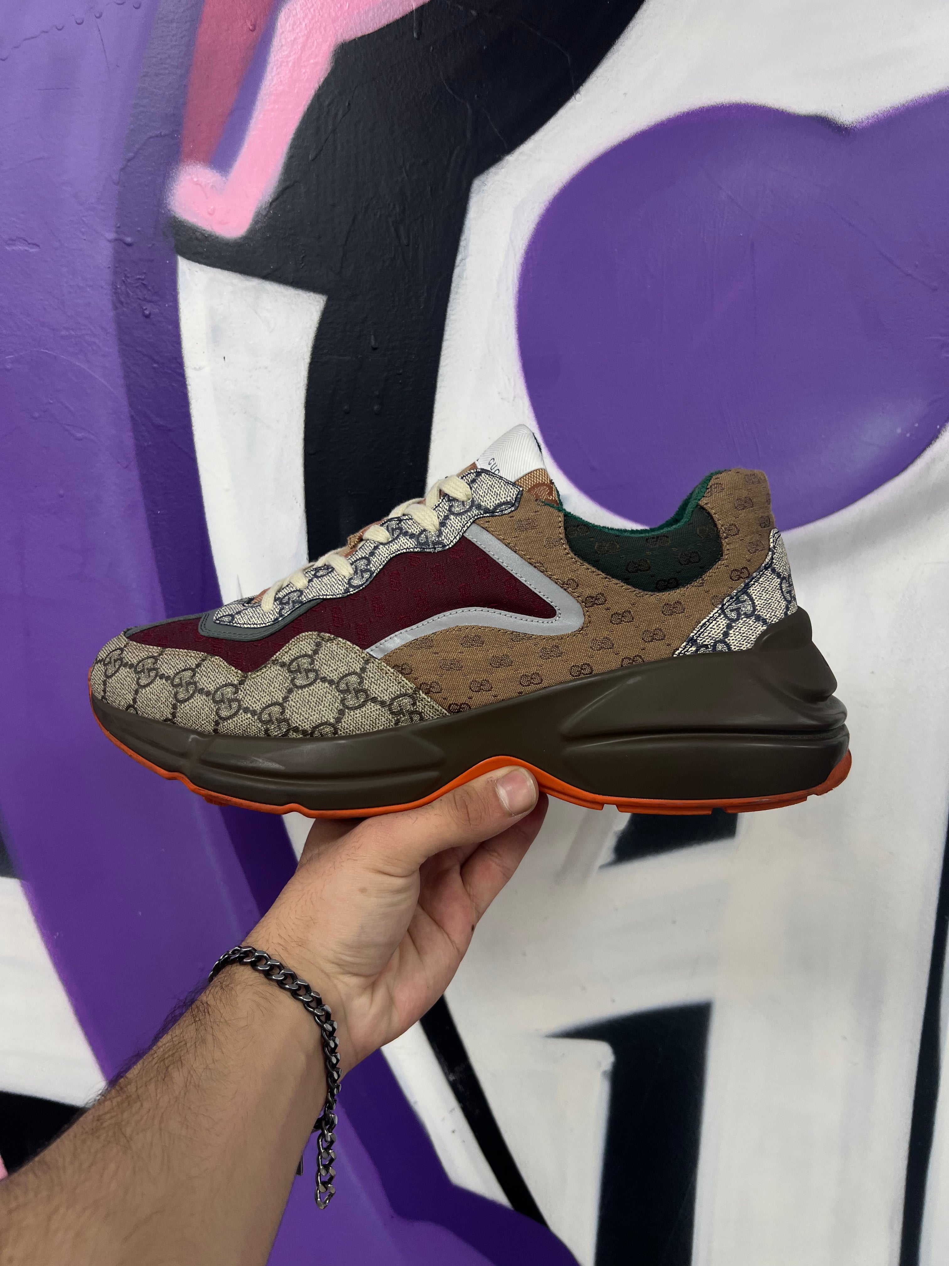 Gucci Brown Orange Rython Sneakers